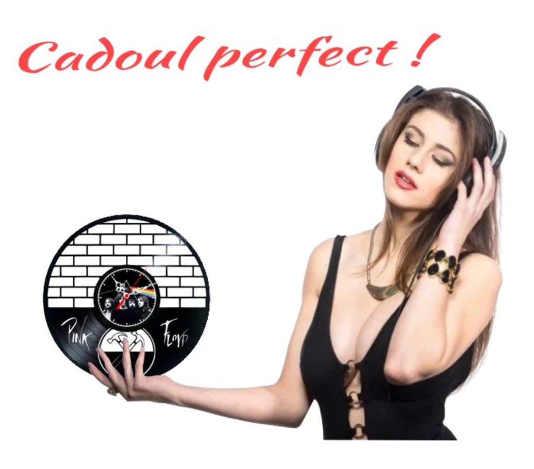 Ceas de perete decorativ realizat din disc de vinil, Model Pink Floyd Dark Side Moon The Wall, Negru, 30 cm - casă & stil de viață - decorațiuni de casă - decorațiuni de pereți - ceasuri de perete - Artynos.ro