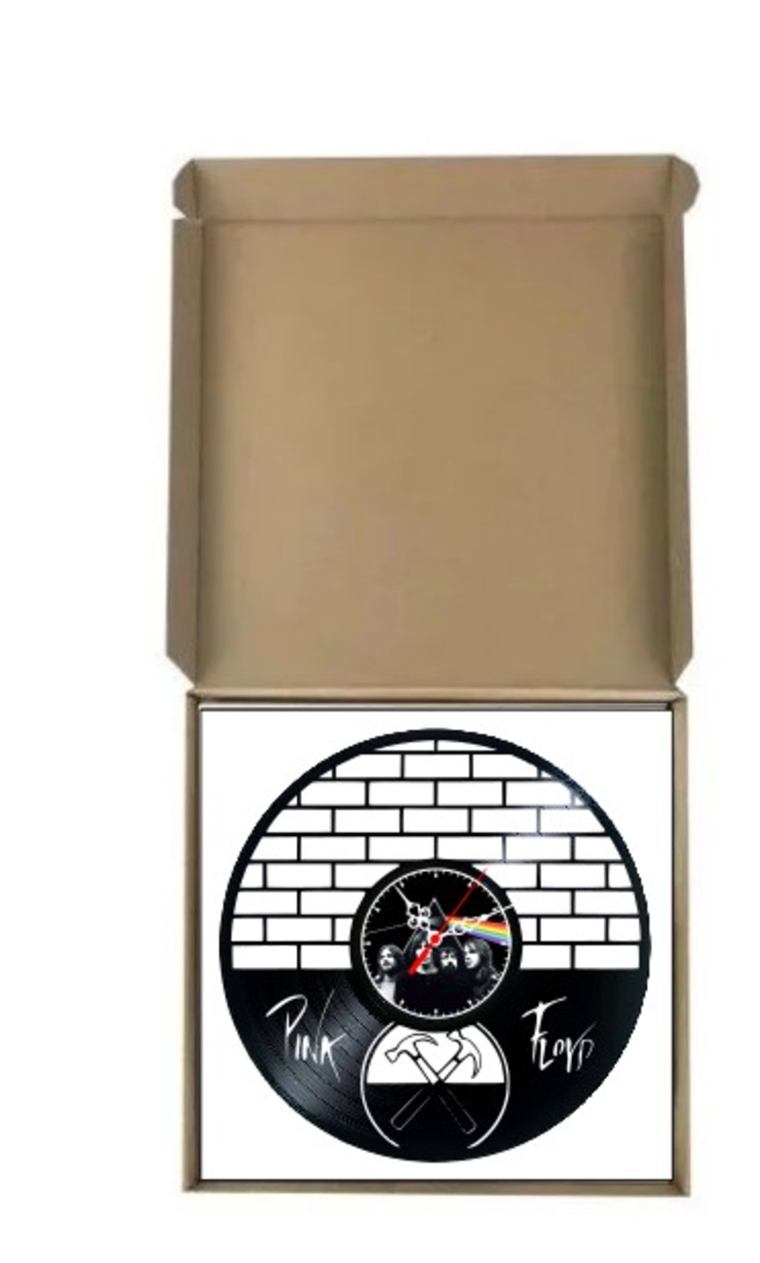 Ceas de perete decorativ realizat din disc de vinil, Model Pink Floyd Dark Side Moon The Wall, Negru, 30 cm - casă & stil de viață - decorațiuni de casă - decorațiuni de pereți - ceasuri de perete - Artynos.ro