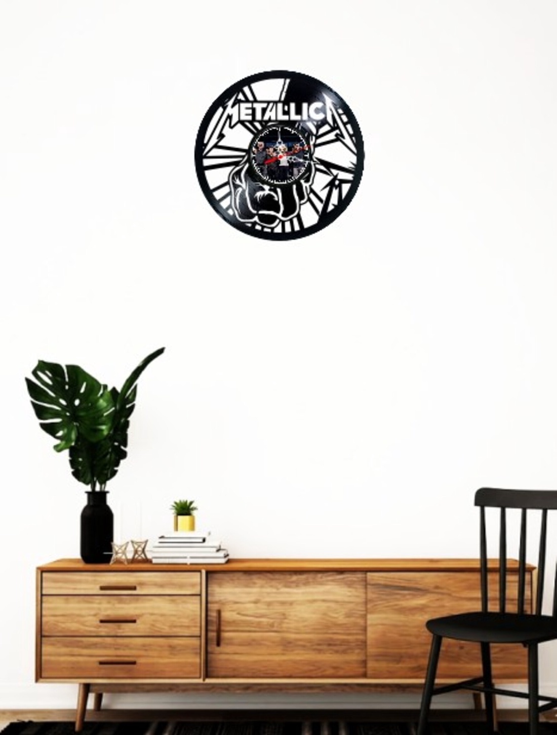 Ceas de perete decorativ realizat din disc de vinil, Model Metallica St Anger Pumn Rock Metal, Negru, 30 cm - casă & stil de viață - decorațiuni de casă - decorațiuni de pereți - ceasuri de perete - Artynos.ro