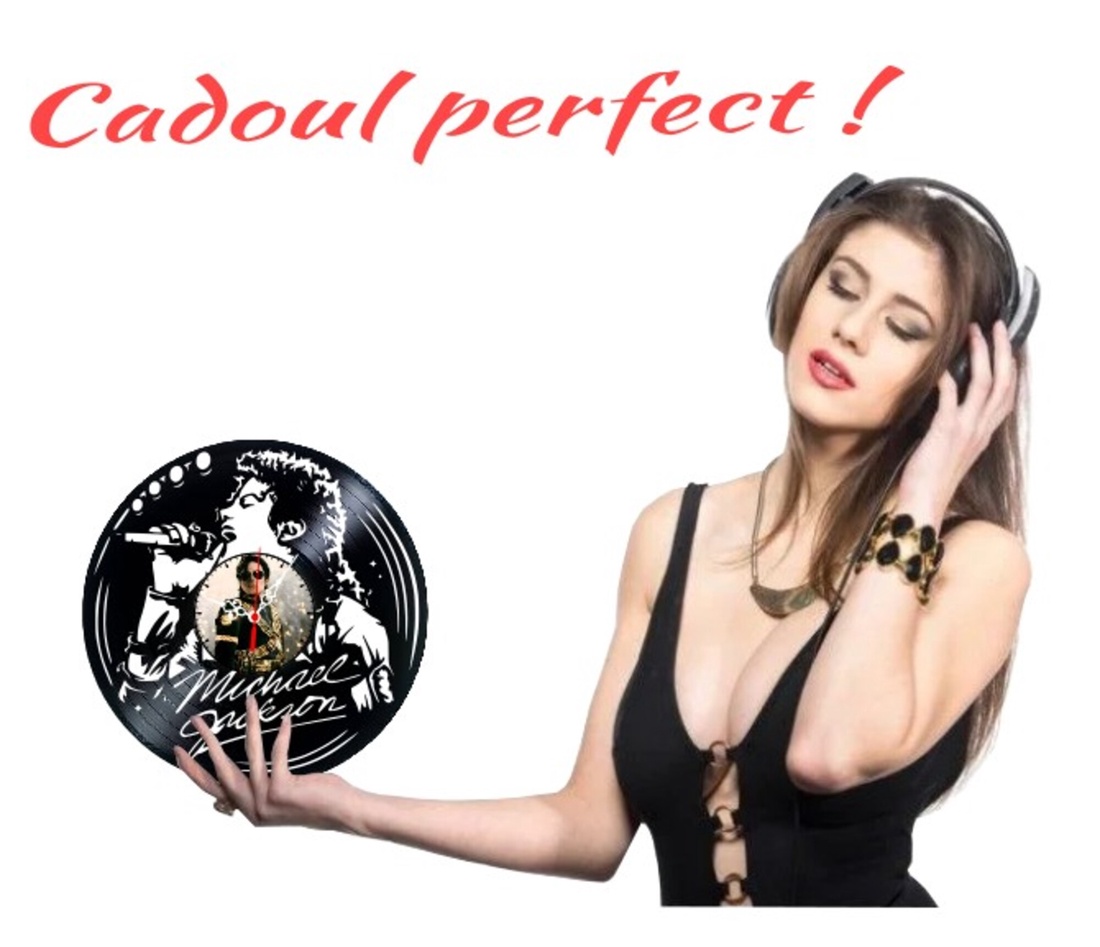 Ceas de perete decorativ realizat din disc de vinil, Model Michael Jackson Regele Pop Autograf, Negru, 30 cm - casă & stil de viață - decorațiuni de casă - decorațiuni de pereți - ceasuri de perete - Artynos.ro