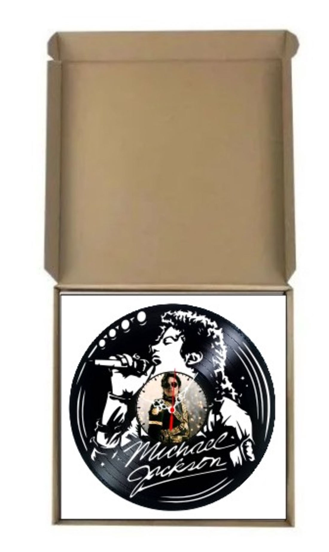 Ceas de perete decorativ realizat din disc de vinil, Model Michael Jackson Regele Pop Autograf, Negru, 30 cm - casă & stil de viață - decorațiuni de casă - decorațiuni de pereți - ceasuri de perete - Artynos.ro