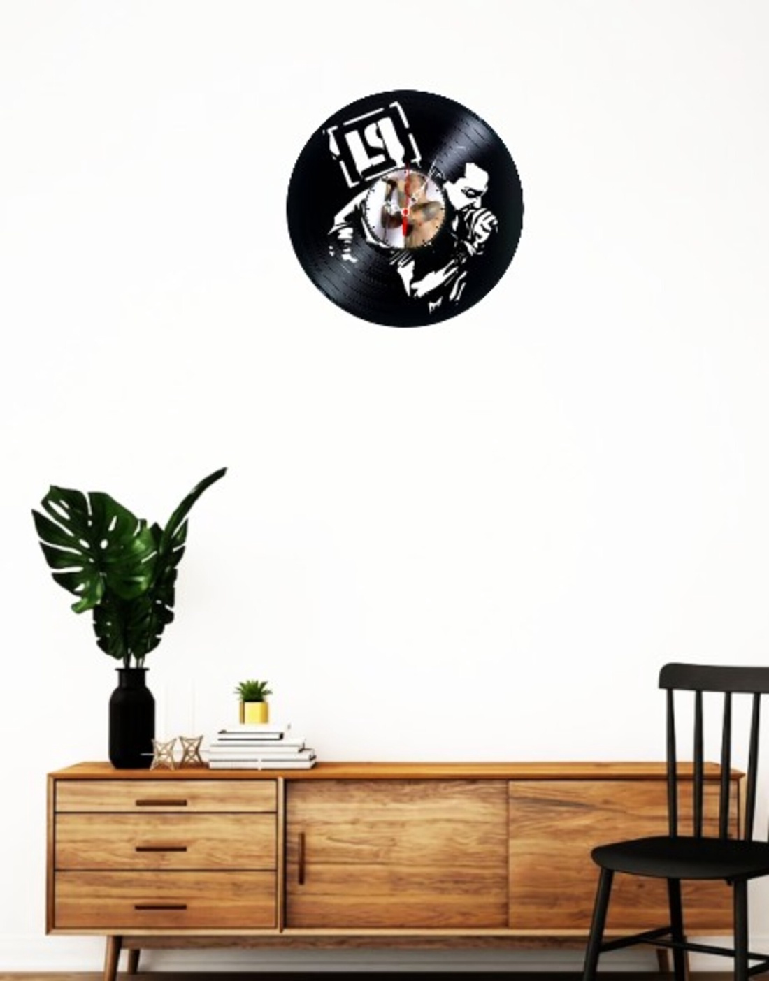 Ceas de perete decorativ realizat din disc de vinil, Model Linkin Park Chester Bennington Rock Metal, Negru, 30 cm - casă & stil de viață - decorațiuni de casă - decorațiuni de pereți - ceasuri de perete - Artynos.ro