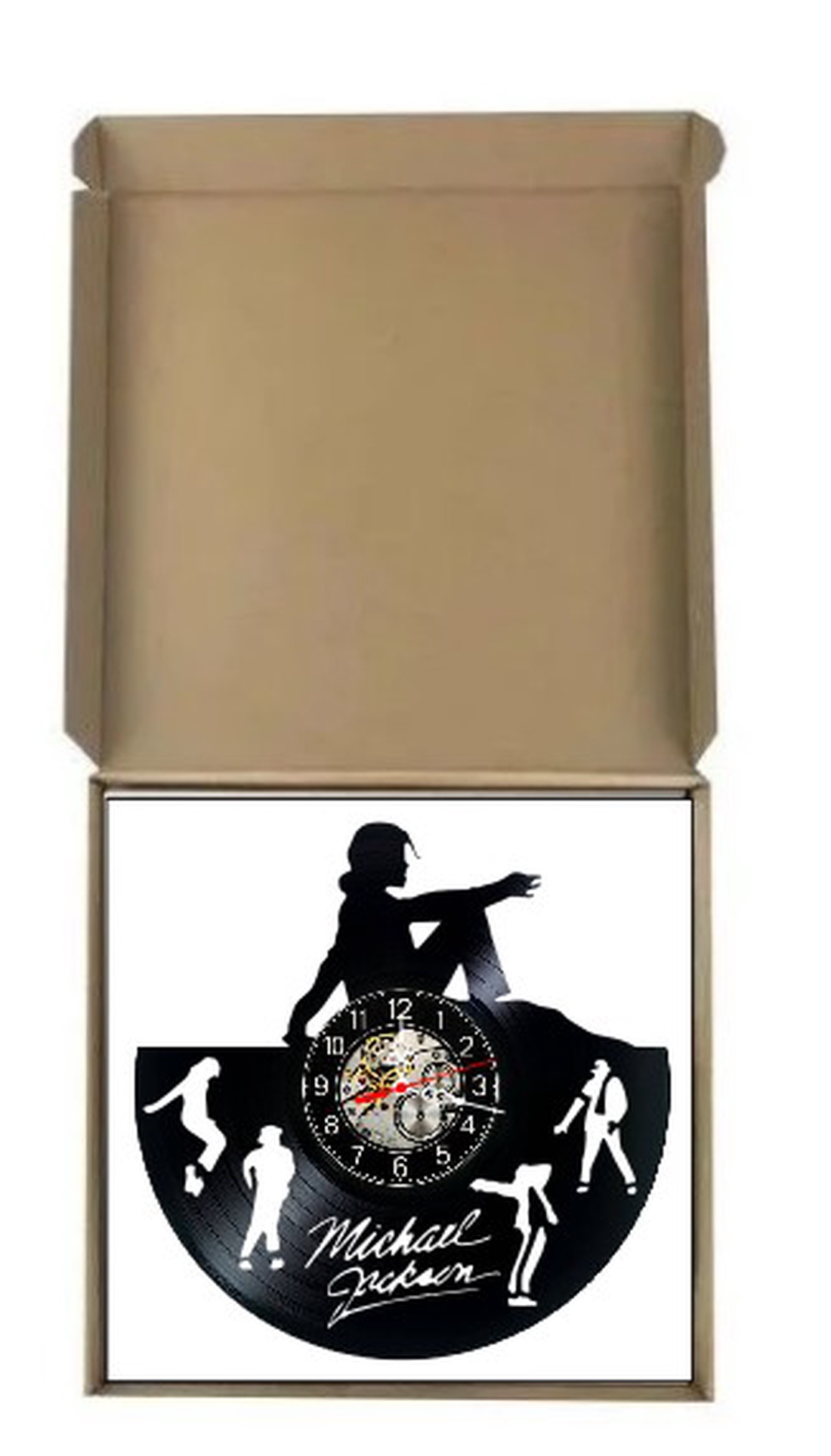 Ceas de perete decorativ realizat din disc de vinil, Model Michael Jackson Dance Siluete Pop Star, Negru, 30 cm - casă & stil de viață - decorațiuni de casă - decorațiuni de pereți - ceasuri de perete - Artynos.ro
