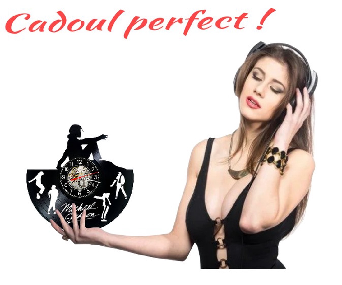 Ceas de perete decorativ realizat din disc de vinil, Model Michael Jackson Dance Siluete Pop Star, Negru, 30 cm - casă & stil de viață - decorațiuni de casă - decorațiuni de pereți - ceasuri de perete - Artynos.ro