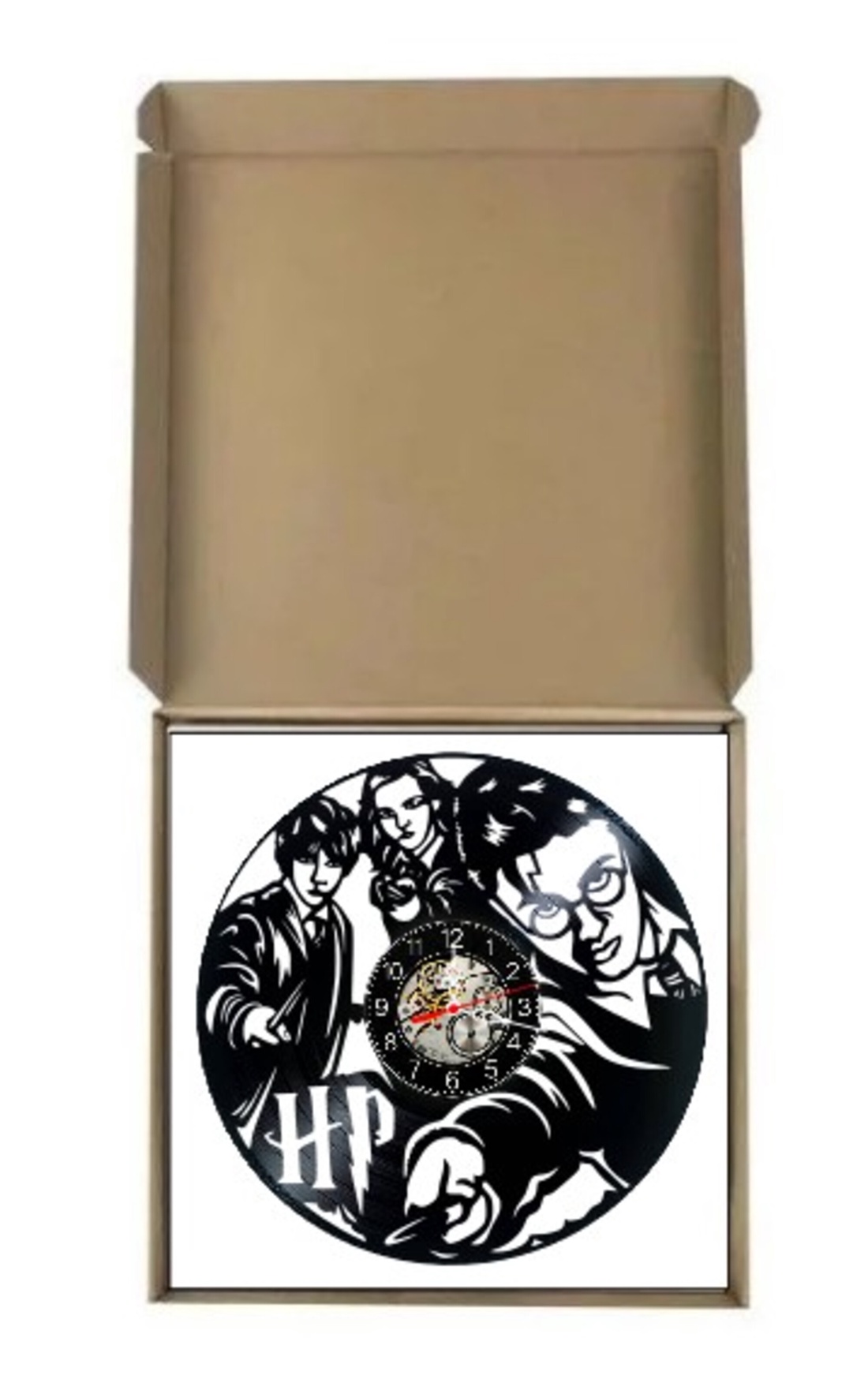 Ceas de perete decorativ realizat din disc de vinil, Model Harry Potter Ron Hermione Magic, Negru, 30 cm - casă & stil de viață - decorațiuni de casă - decorațiuni de pereți - ceasuri de perete - Artynos.ro