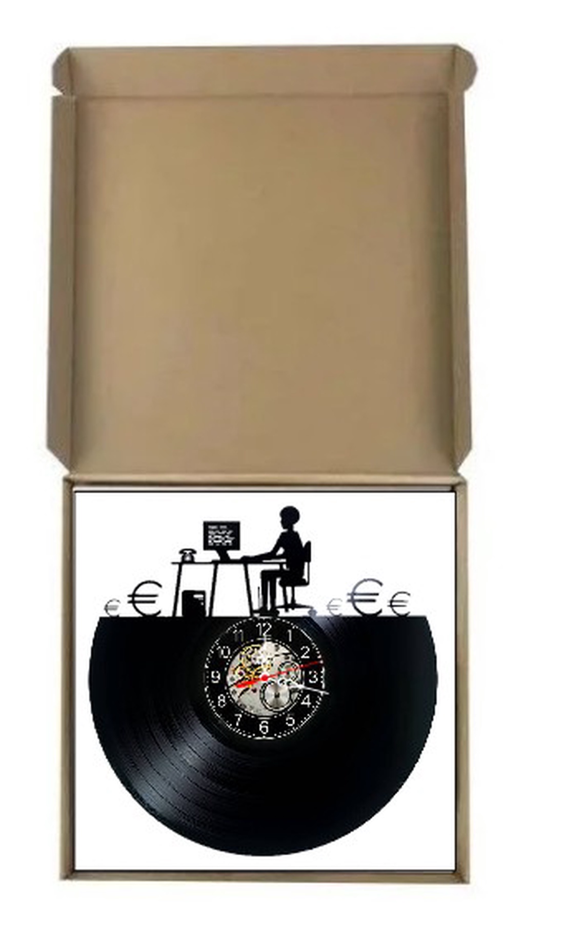 Ceas de perete decorativ realizat din disc de vinil, Model Programator IT Specialist Freelancer, Negru, 30 cm - casă & stil de viață - decorațiuni de casă - decorațiuni de pereți - ceasuri de perete - Artynos.ro