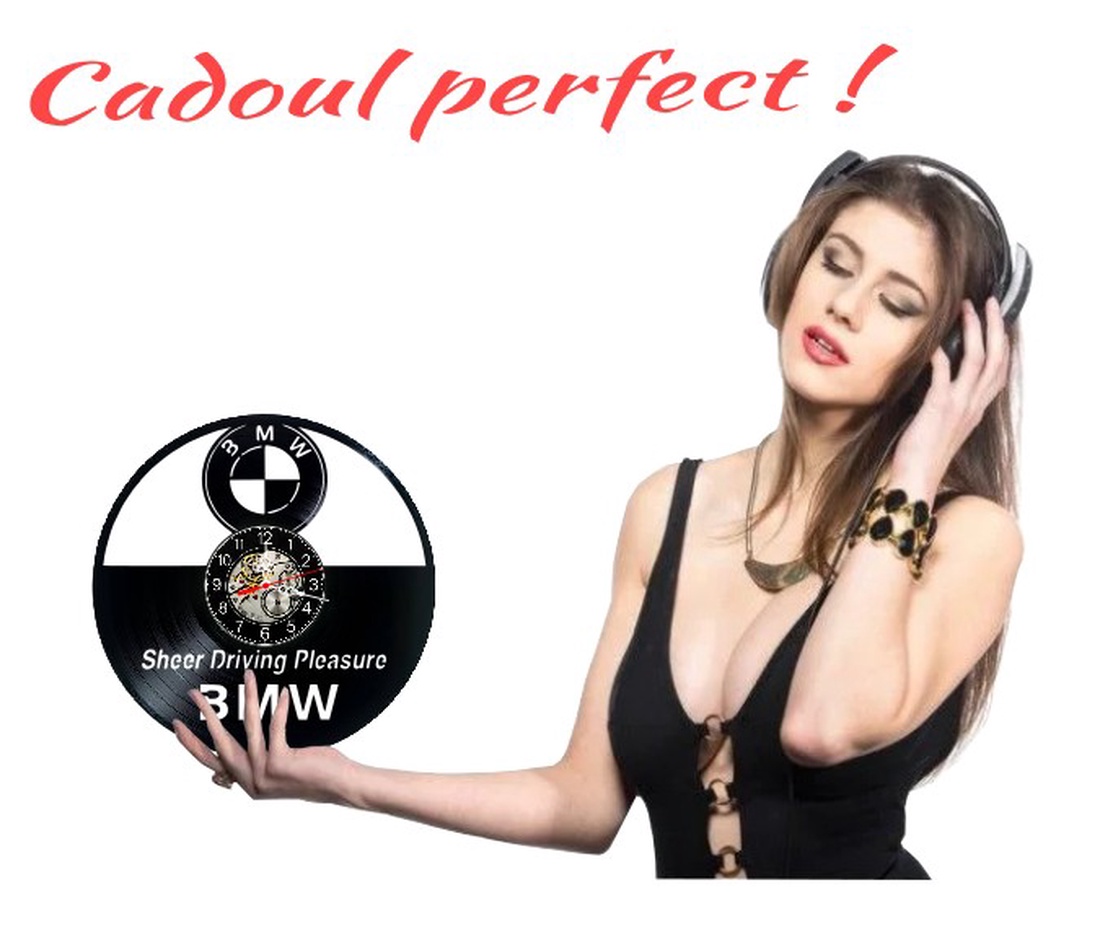 Ceas de perete decorativ realizat din disc de vinil, Model BMW Auto Sheer Driving Pleasure Cadran Tehnic, Negru, 30 cm - casă & stil de viață - decorațiuni de casă - decorațiuni de pereți - ceasuri de perete - Artynos.ro