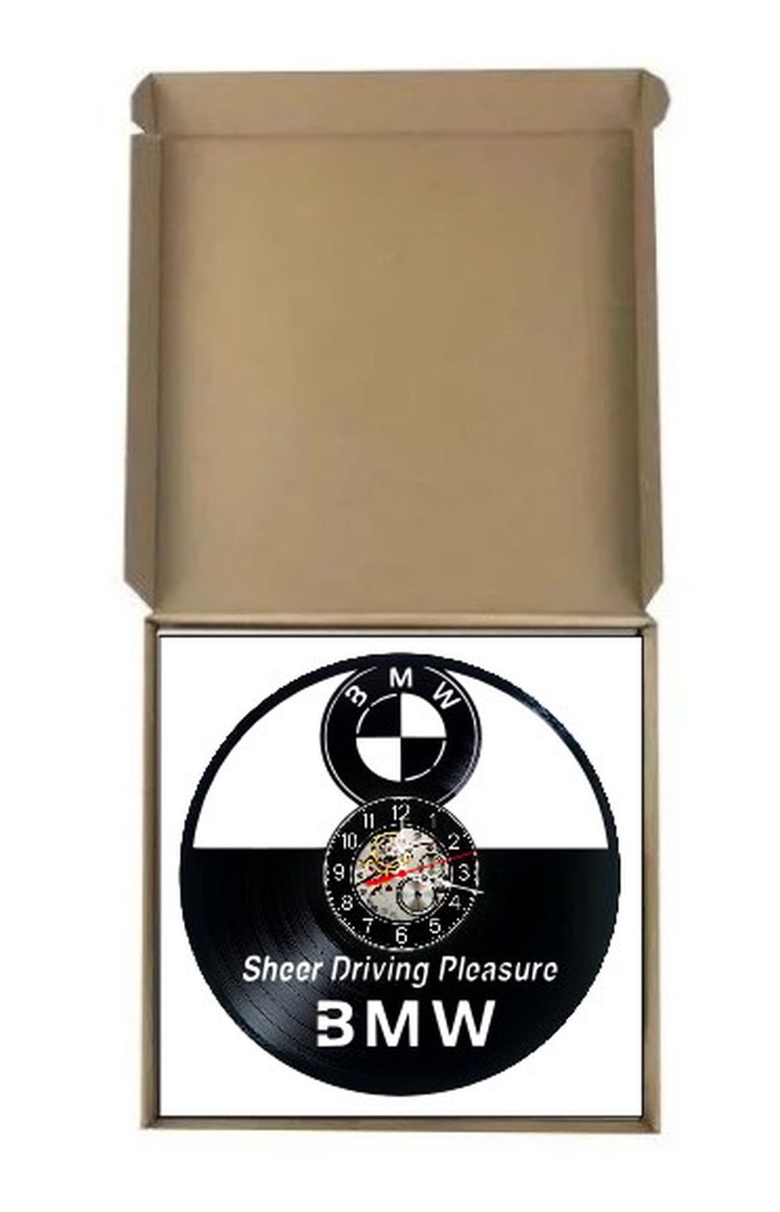 Ceas de perete decorativ realizat din disc de vinil, Model BMW Auto Sheer Driving Pleasure Cadran Tehnic, Negru, 30 cm - casă & stil de viață - decorațiuni de casă - decorațiuni de pereți - ceasuri de perete - Artynos.ro