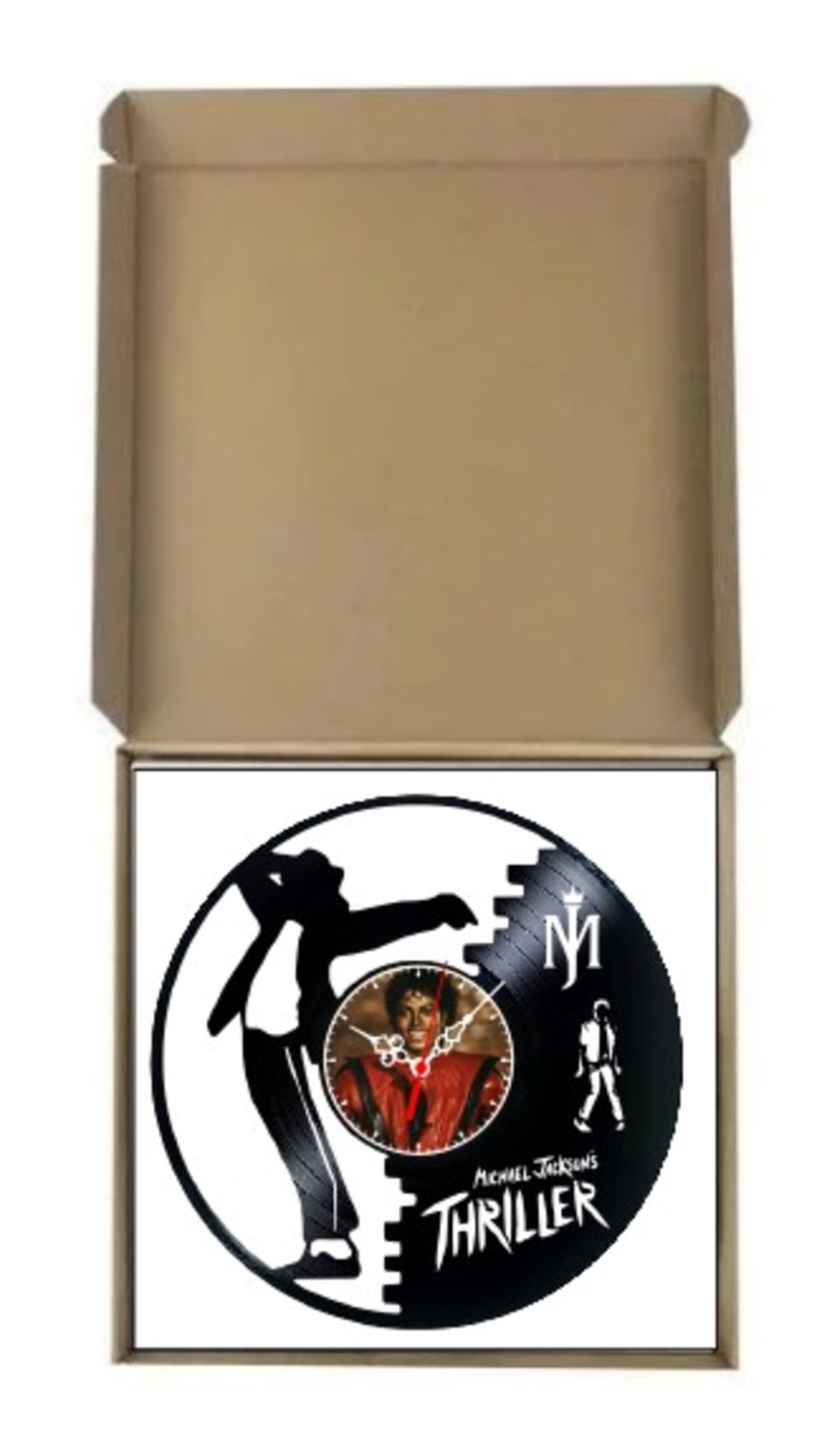 Ceas de perete decorativ realizat din disc de vinil, Model Michael Jackson Thriller Pop Star, Negru, 30 cm - casă & stil de viață - decorațiuni de casă - decorațiuni de pereți - ceasuri de perete - Artynos.ro