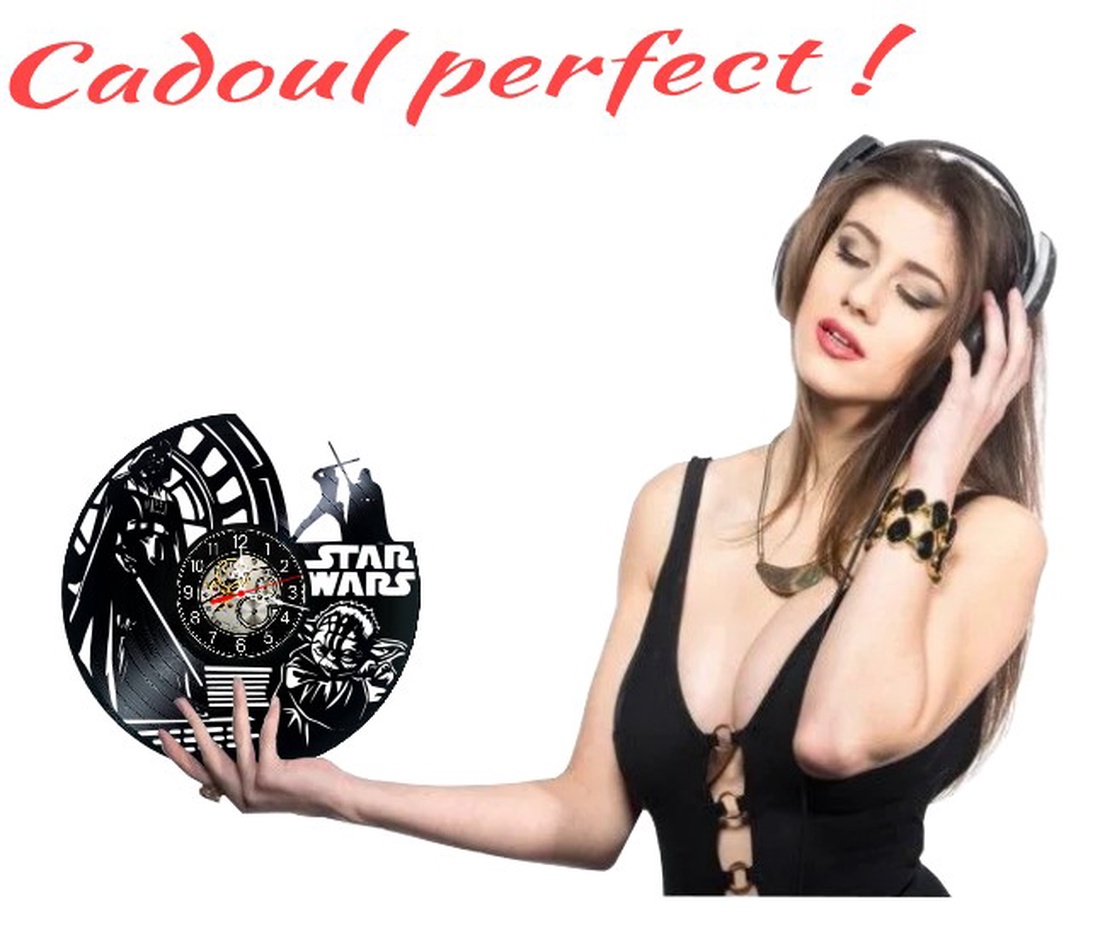 Ceas de perete decorativ realizat din disc de vinil, Model Star Wars Darth Vader Yoda Sci Fi, Negru, 30 cm - casă & stil de viață - decorațiuni de casă - decorațiuni de pereți - ceasuri de perete - Artynos.ro