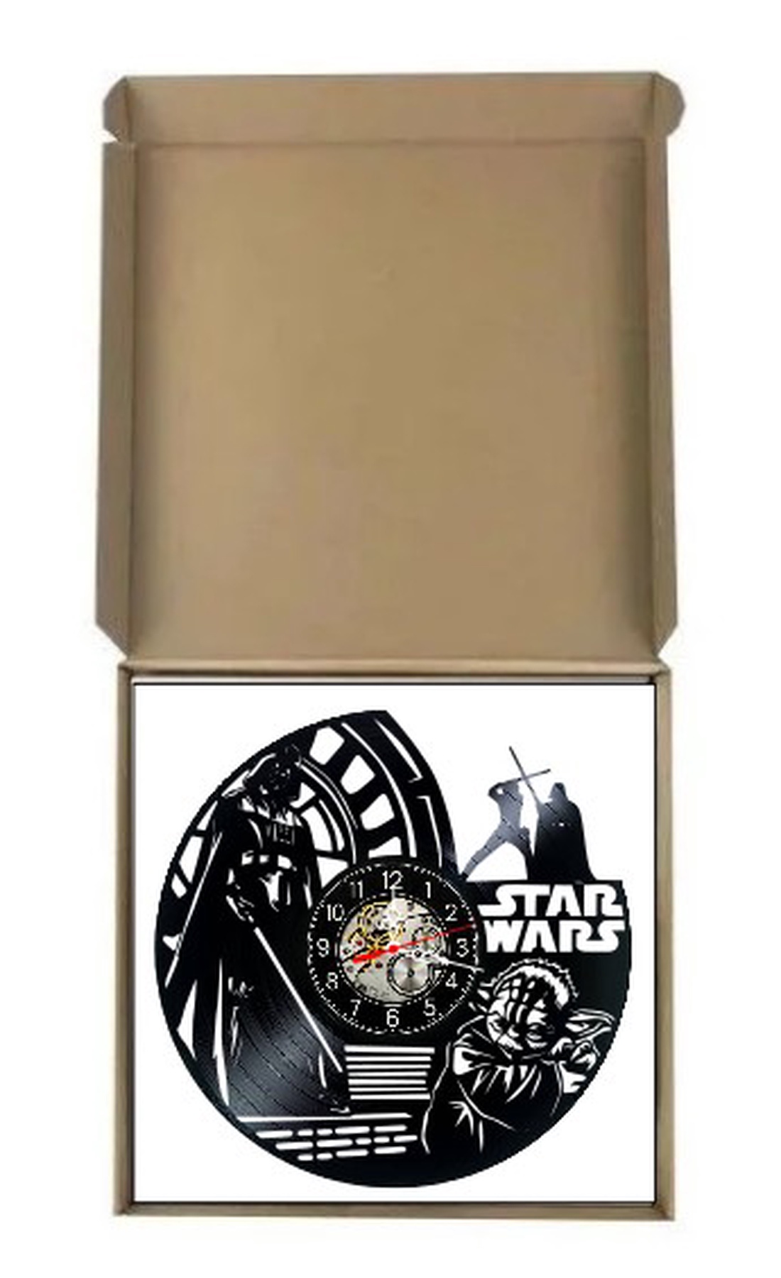 Ceas de perete decorativ realizat din disc de vinil, Model Star Wars Darth Vader Yoda Sci Fi, Negru, 30 cm - casă & stil de viață - decorațiuni de casă - decorațiuni de pereți - ceasuri de perete - Artynos.ro