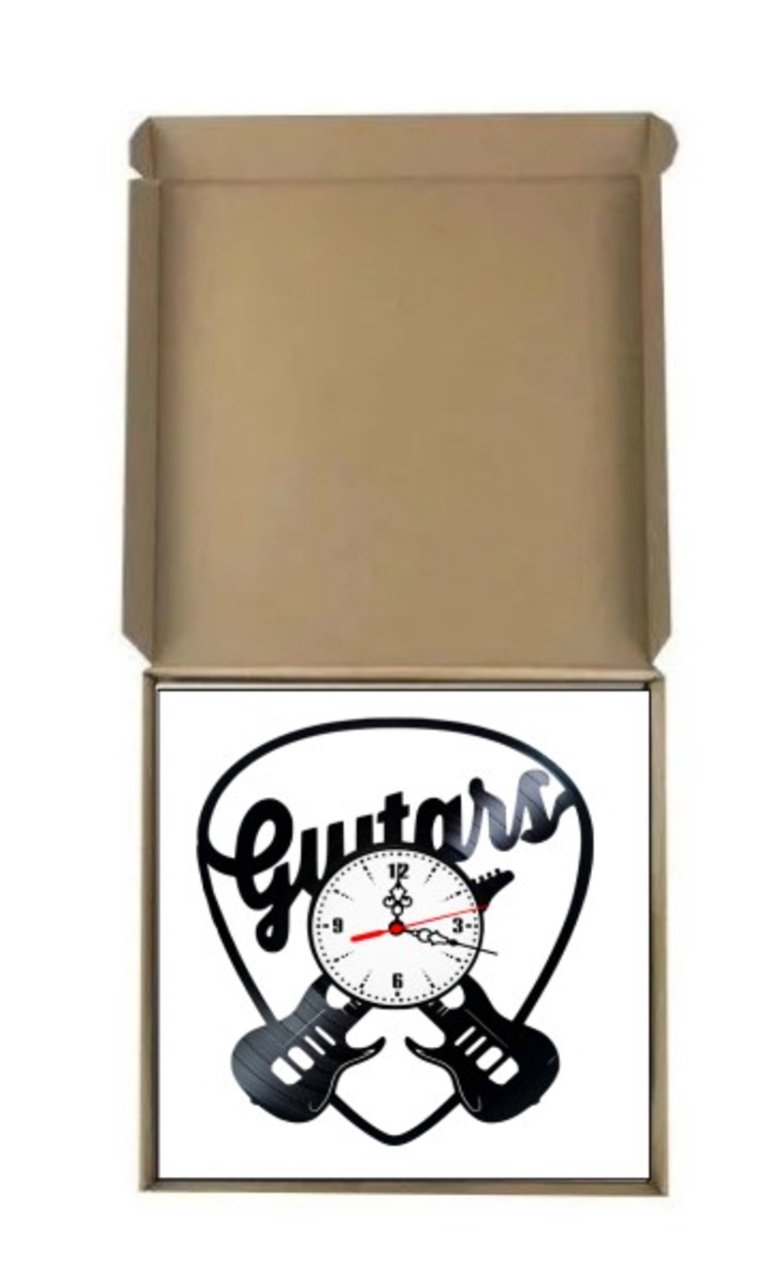 Ceas de perete decorativ realizat din disc de vinil, Model Chitare Electrice Pena Guitars Rock, Negru, 30 cm - casă & stil de viață - decorațiuni de casă - decorațiuni de pereți - ceasuri de perete - Artynos.ro