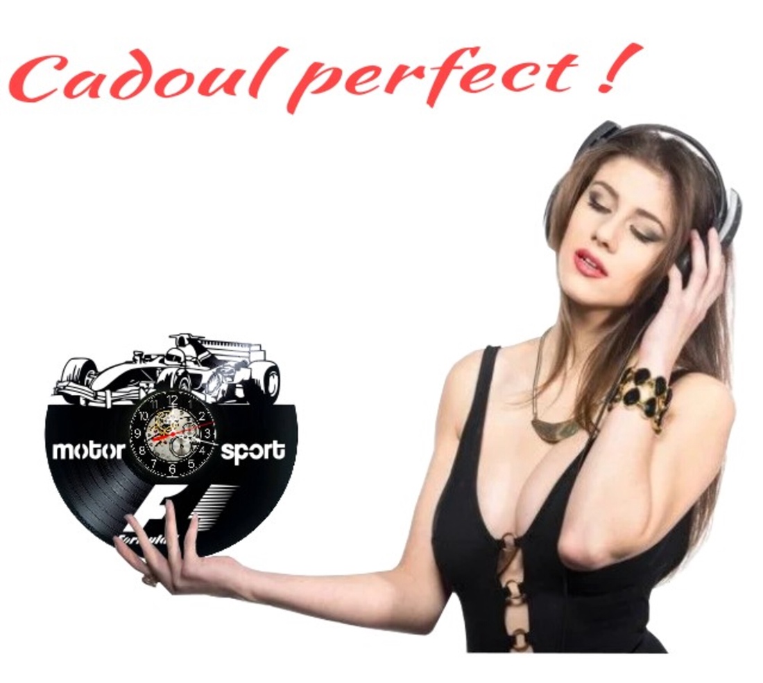 Ceas de perete decorativ realizat din disc de vinil, Model Formula 1 Monopost F1 Motorsport, Negru, 30 cm - casă & stil de viață - decorațiuni de casă - decorațiuni de pereți - ceasuri de perete - Artynos.ro