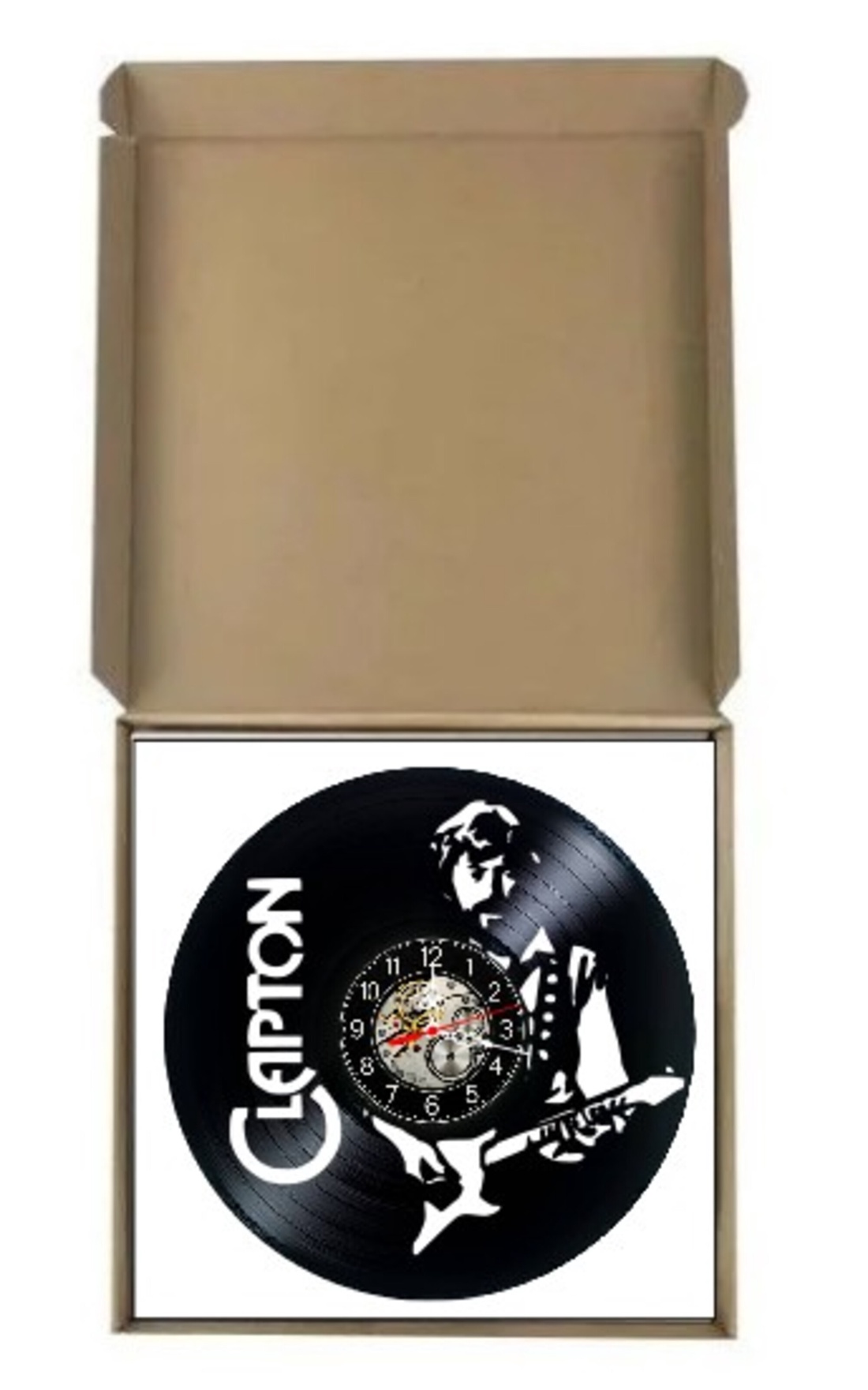Ceas de perete decorativ realizat din disc de vinil, Model Eric Clapton Blues Rock Chitarist, Negru, 30 cm - casă & stil de viață - decorațiuni de casă - decorațiuni de pereți - ceasuri de perete - Artynos.ro