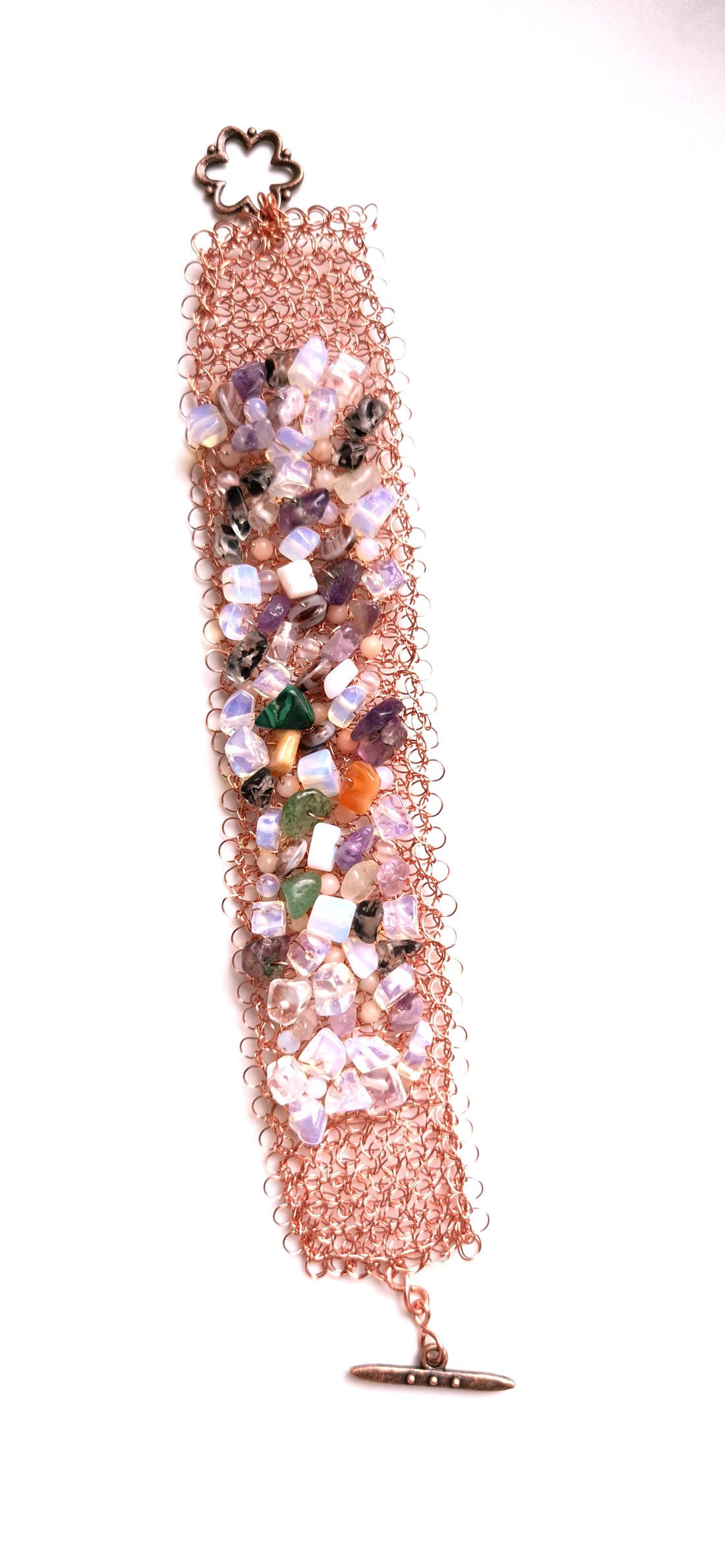 Bratara din cupru cu chipsuri din pietre semiprețioase  - bijuterii - brățări - brățări din cupru - Artynos.ro