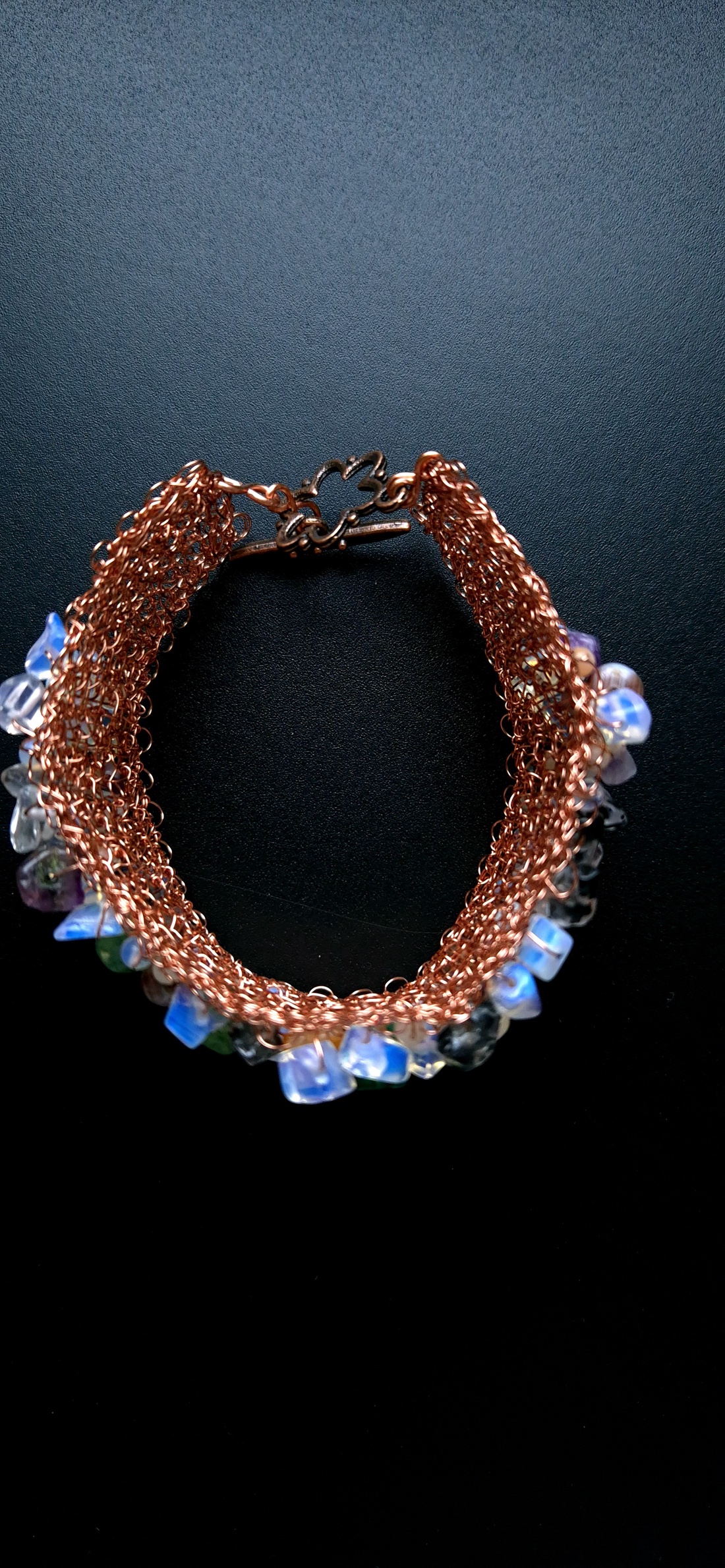 Bratara din cupru cu chipsuri din pietre semiprețioase  - bijuterii - brățări - brățări din cupru - Artynos.ro