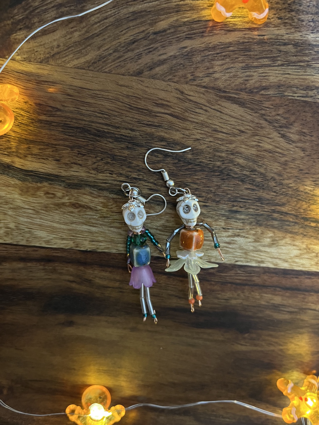 Cercei craniu robotel - bijuterii - cercei - cercei din mărgele - Artynos.ro