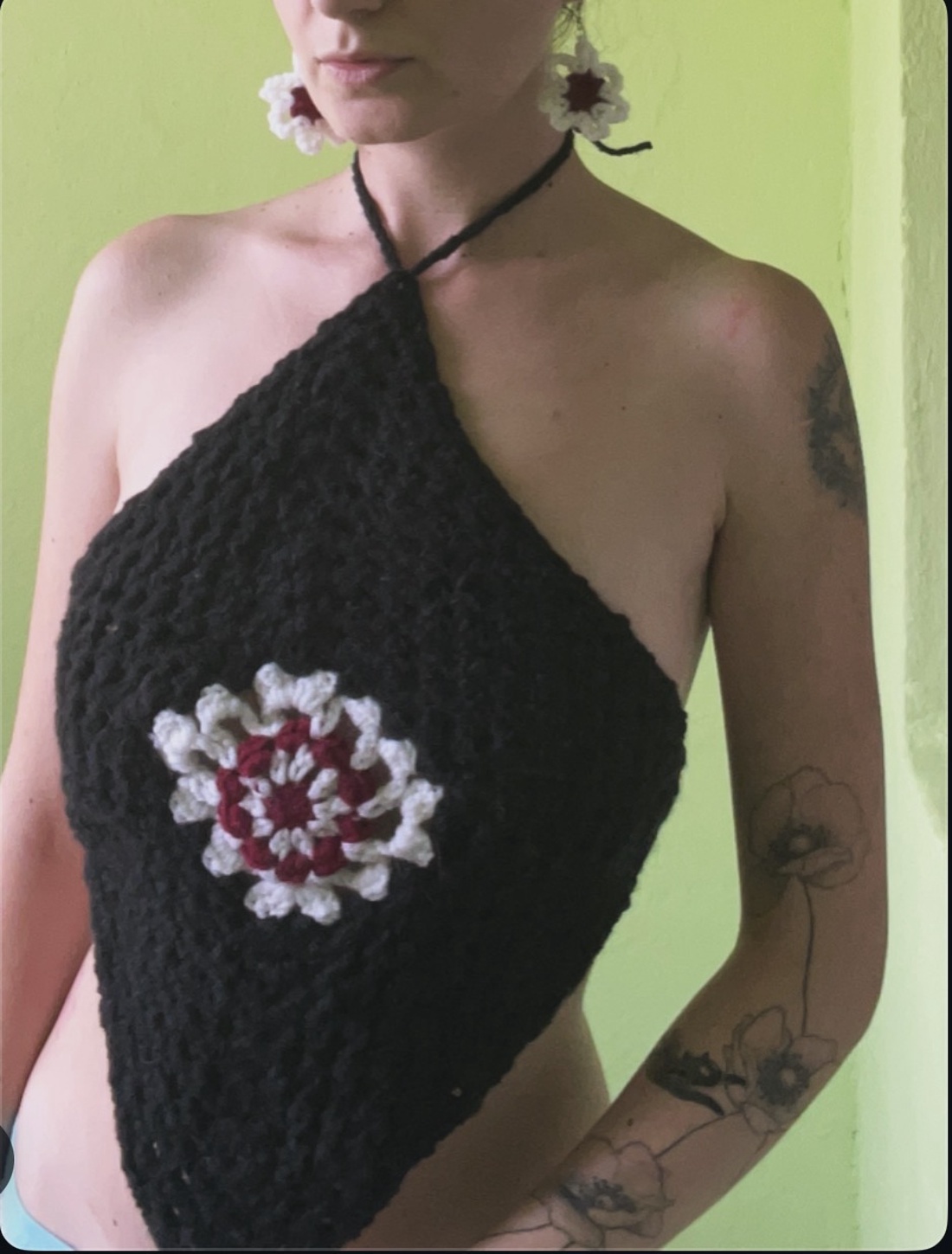 Set top si cercei crosetate - îmbrăcăminte și modă - haine damă - tricou și top de damă - Artynos.ro