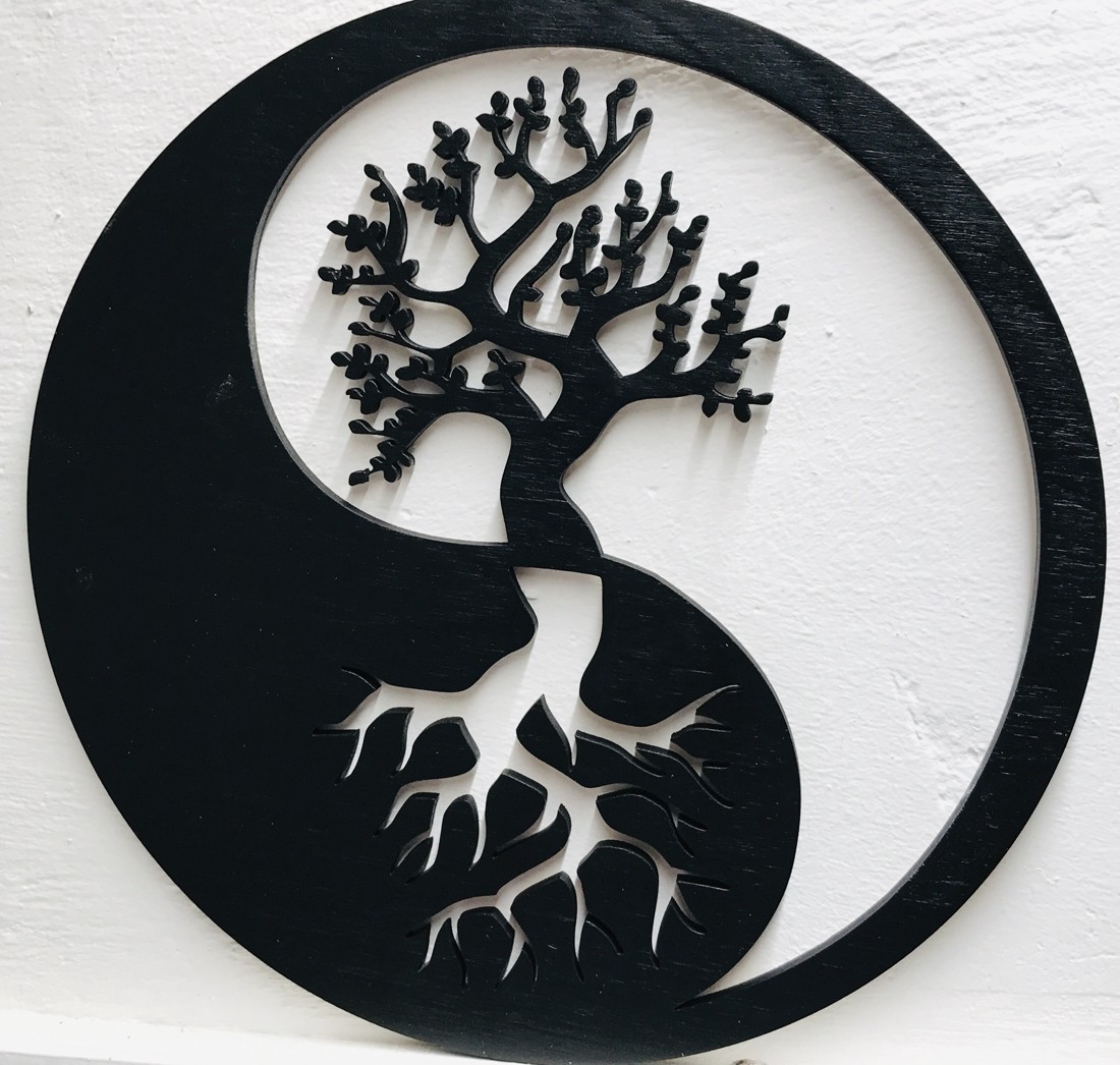 Decor de perete Jin Jang cu motivul copacului vieții - casă & stil de viață - accesorii pentru decorat casa - picturi murale - artă de perete din lemn - Artynos.ro