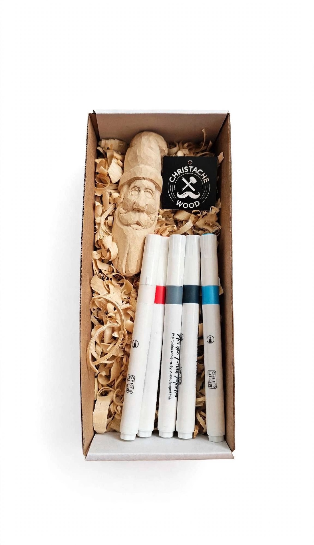 Kit Creativ Moș Crăciun din Lemn � Decorează-l Singur + 5 Carioci Acrilice - crăciun - cadouri de moș crăciun - cadouri de moș crăciun - Artynos.ro