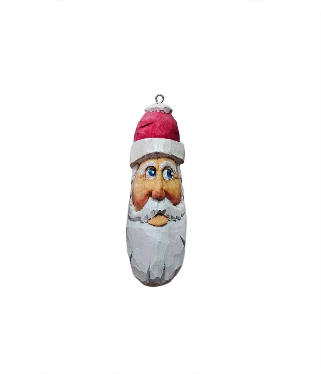 Moș Crăciun din Lemn � Ornament de Brad (sculptat și pictat manual) - crăciun - decorațiuni de crăciun de casă - figurine pentru pomul de crăciun - Artynos.ro