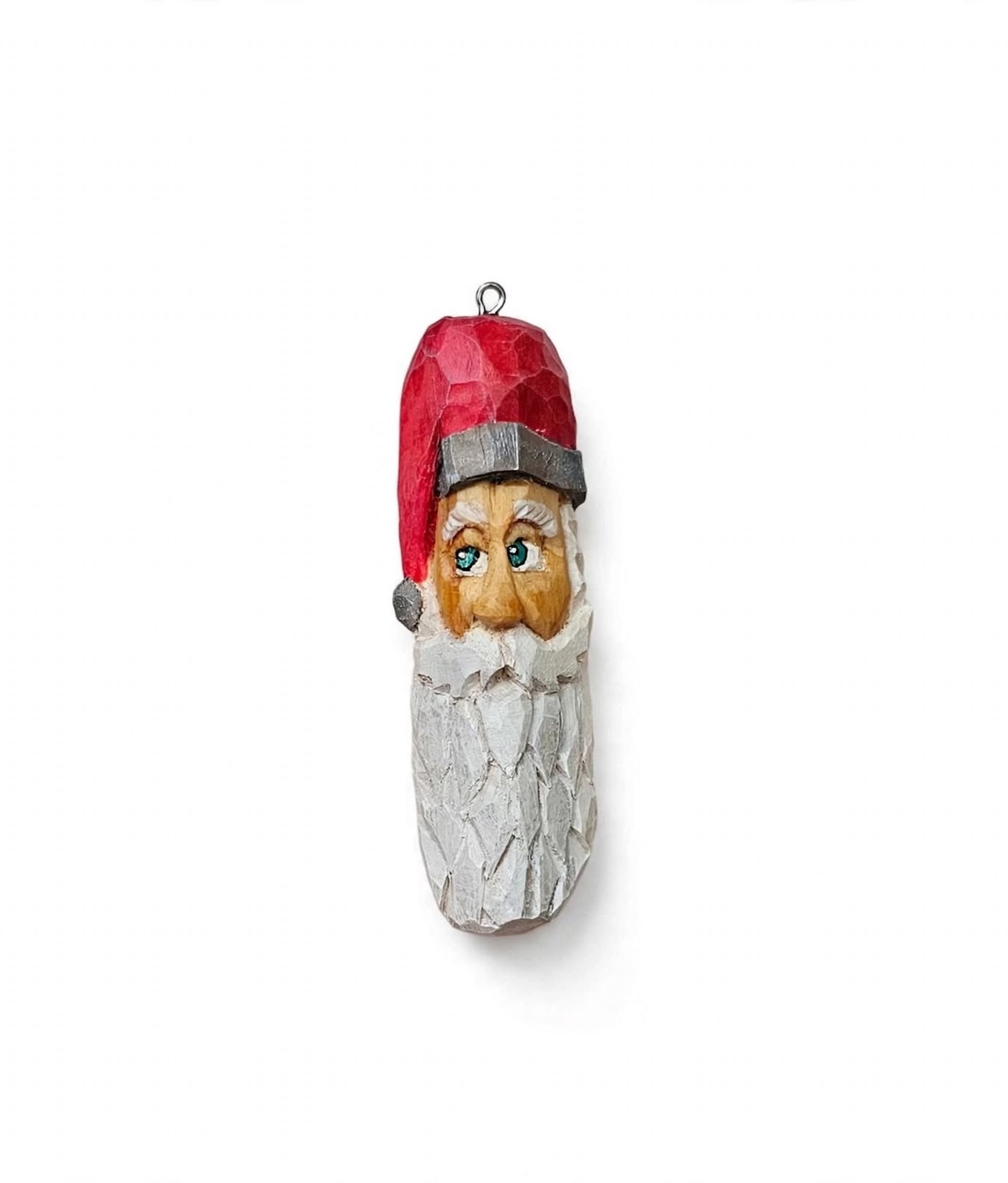 Moș Crăciun din Lemn � Ornament de Brad (sculptat și pictat manual) - crăciun - decorațiuni de crăciun de casă - figurine pentru pomul de crăciun - Artynos.ro