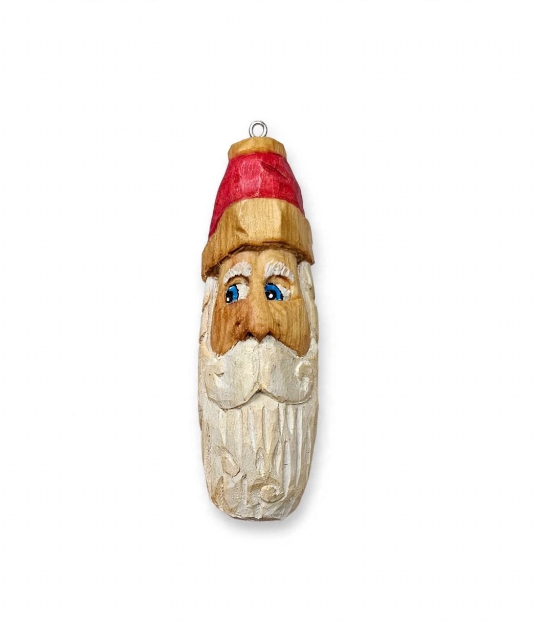 Moș Crăciun din Lemn � Ornament de Brad (sculptat și pictat manual) - crăciun - decorațiuni de crăciun de casă - figurine pentru pomul de crăciun - Artynos.ro