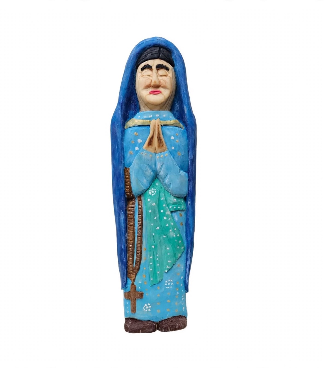 Maica Domnului în Rugăciune � Figurină din Lemn Sculptată și Pictată Manual - arte vizuale și accesorii  - sculptură - sculpturi și figurine din ceramică - Artynos.ro