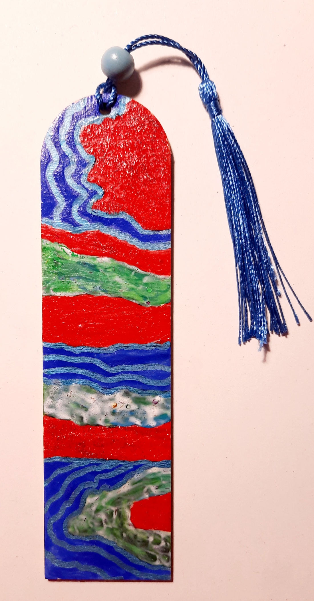 Semn de carte pictat manual cu motive abstracte - cărți și creații cu tematică muzicală, cadouri - semn de carte - Artynos.ro