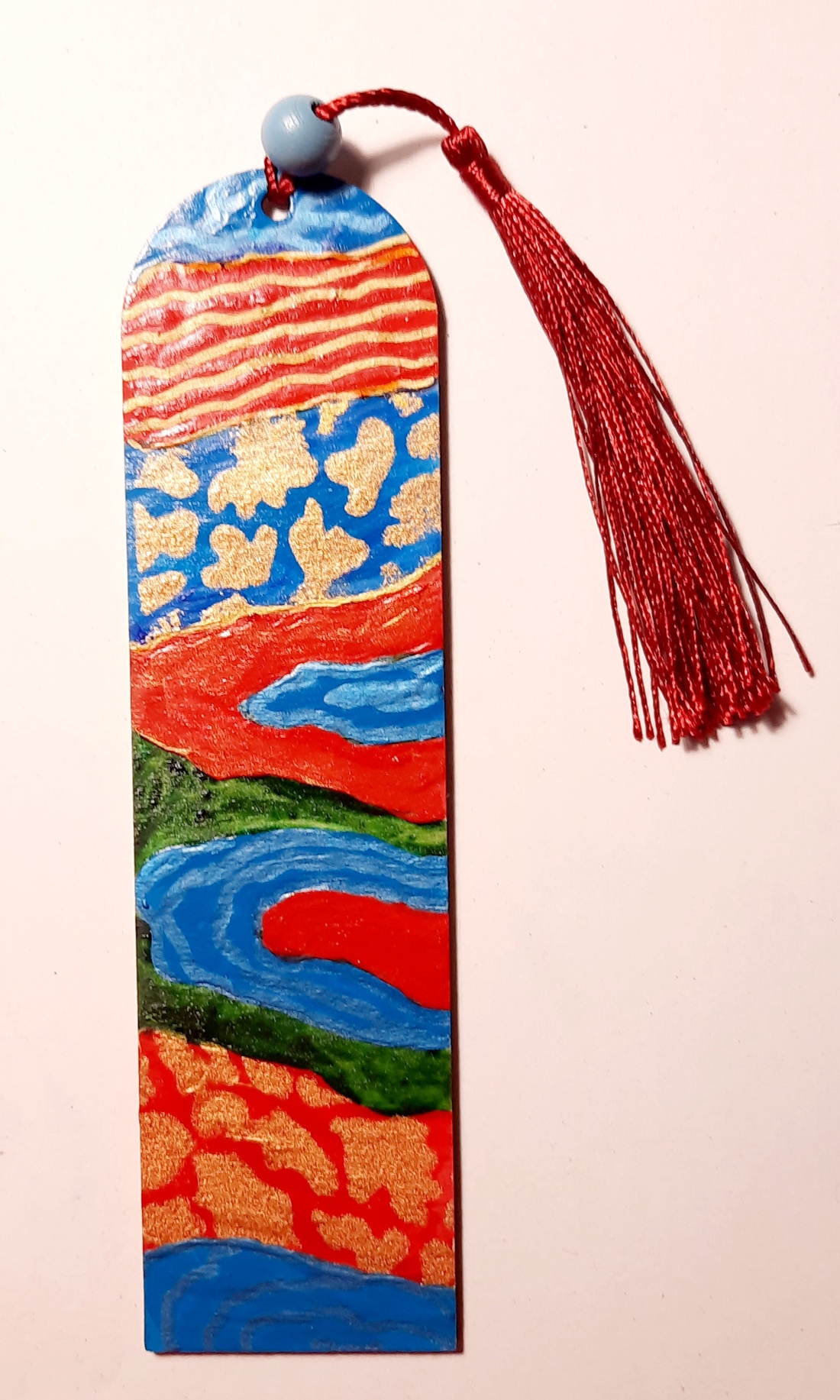 Semn de carte pictat manual cu motive abstracte - cărți și creații cu tematică muzicală, cadouri - semn de carte - Artynos.ro