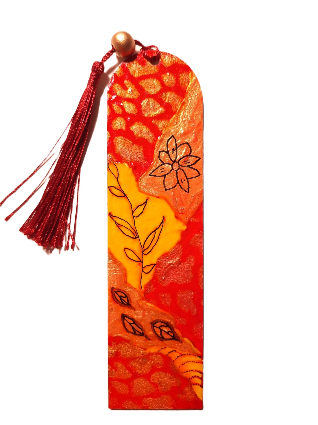 Semn de carte pictat manual cu motive abstracte - cărți și creații cu tematică muzicală, cadouri - semn de carte - Artynos.ro