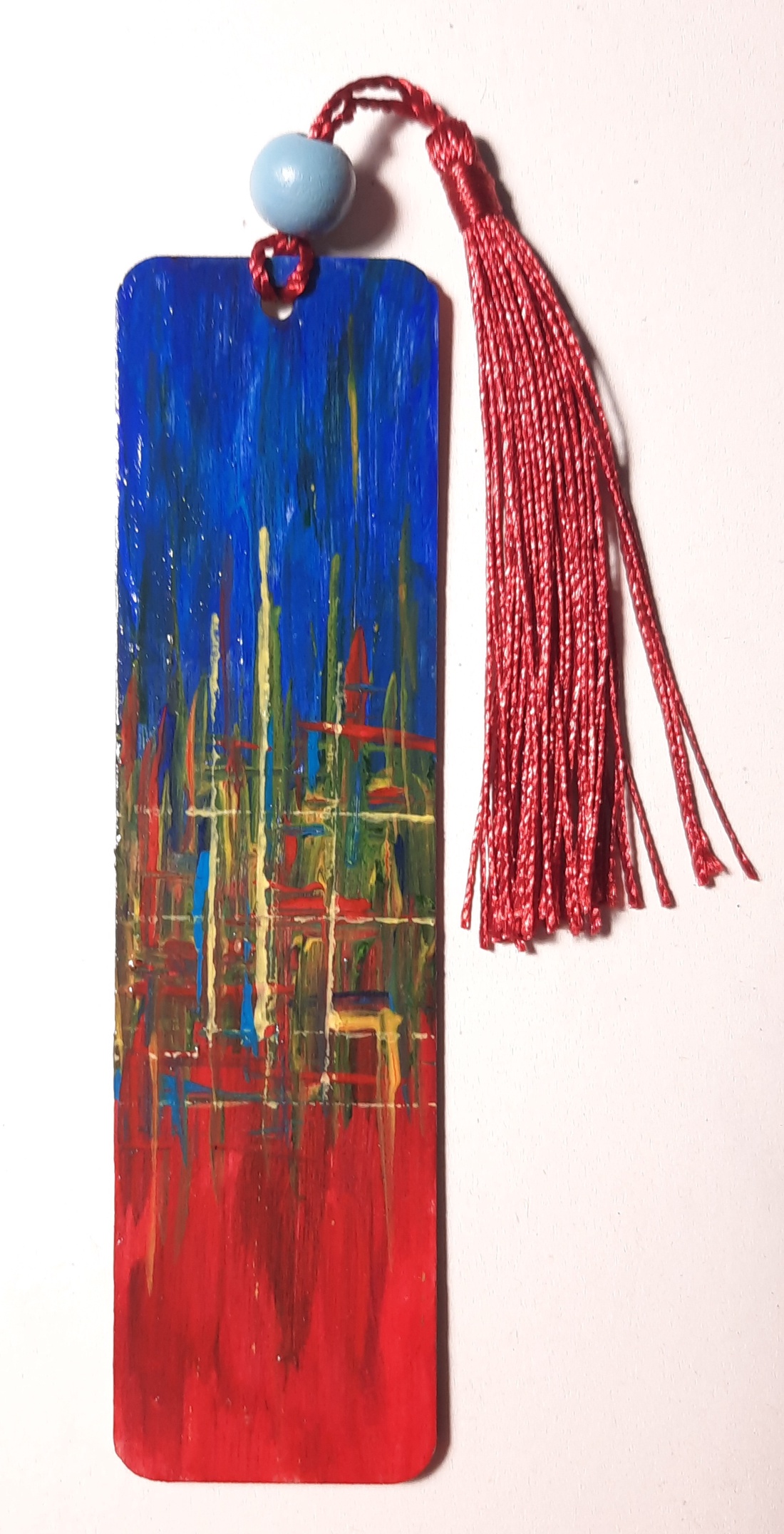 Semn de carte pictat manual - City lights - cărți și creații cu tematică muzicală, cadouri - semn de carte - Artynos.ro