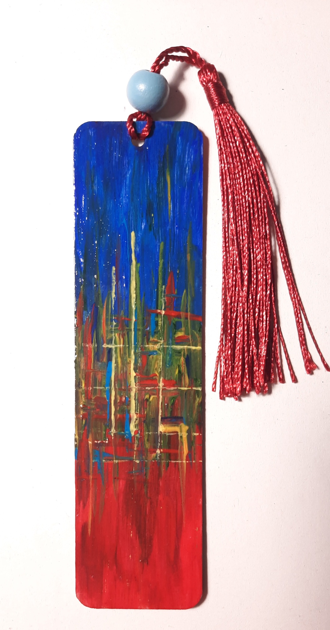 Semn de carte pictat manual - City lights - cărți și creații cu tematică muzicală, cadouri - semn de carte - Artynos.ro