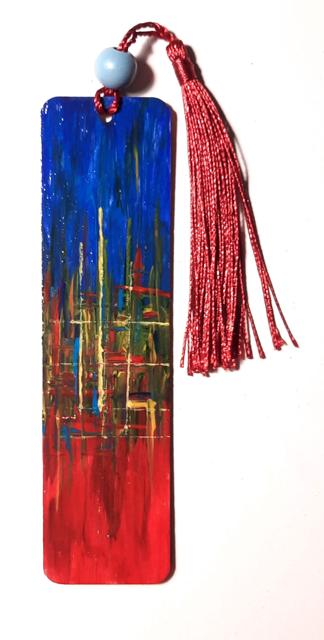 Semn de carte pictat manual - City lights - cărți și creații cu tematică muzicală, cadouri - semn de carte - Artynos.ro