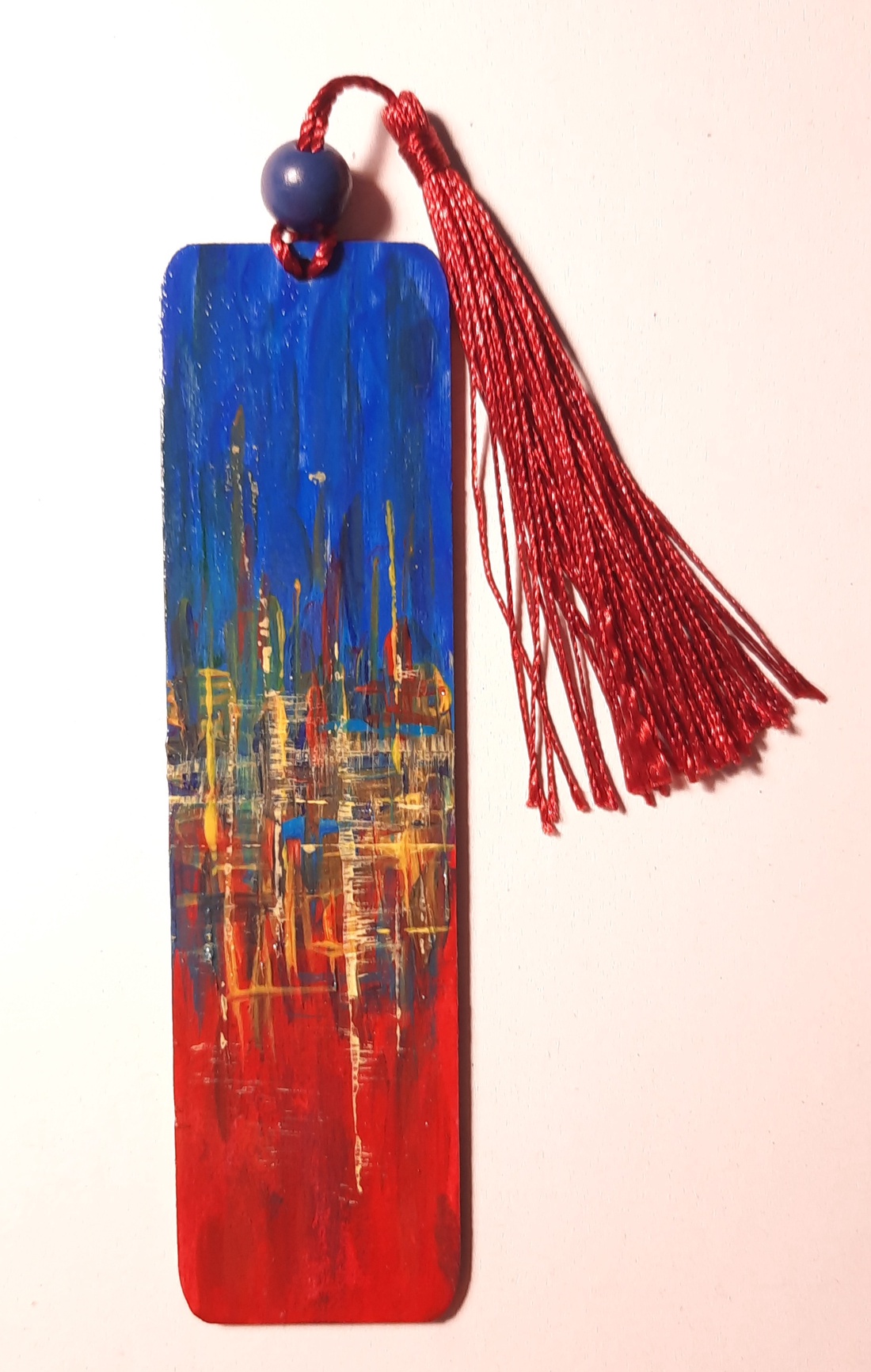 Semn de carte pictat manual - City lights - cărți și creații cu tematică muzicală, cadouri - semn de carte - Artynos.ro