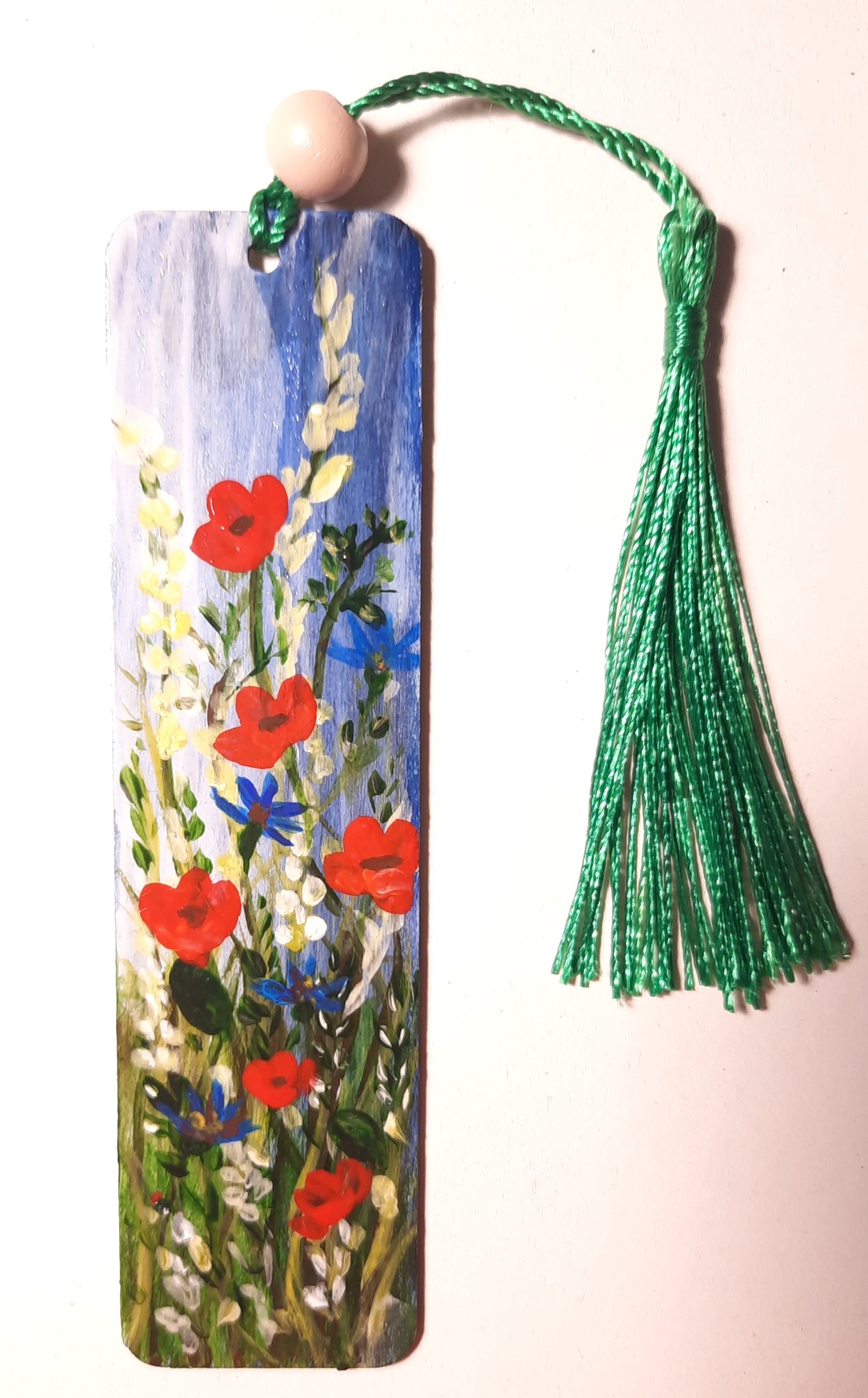 Semn de carte pictat manual - Camp cu flori - cărți și creații cu tematică muzicală, cadouri - semn de carte - Artynos.ro