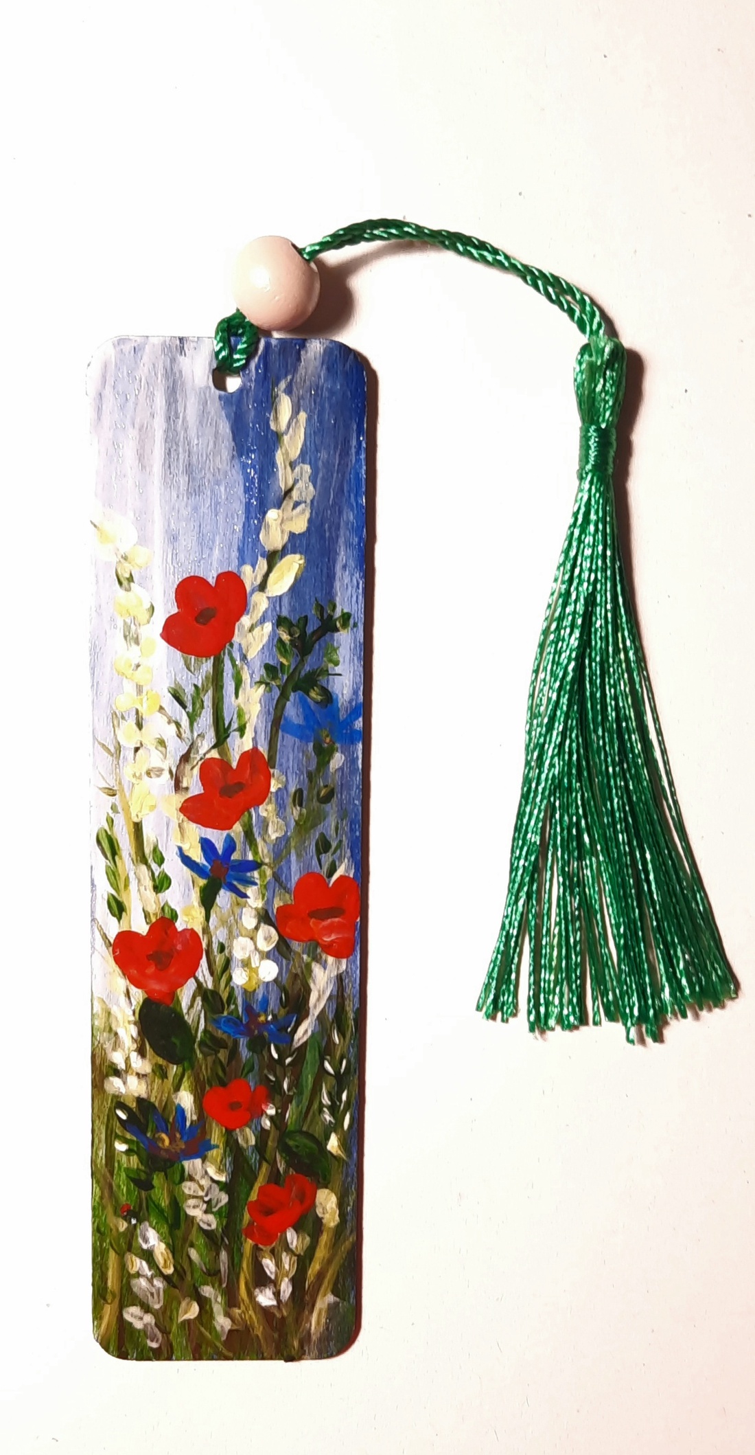 Semn de carte pictat manual - Camp cu flori - cărți și creații cu tematică muzicală, cadouri - semn de carte - Artynos.ro