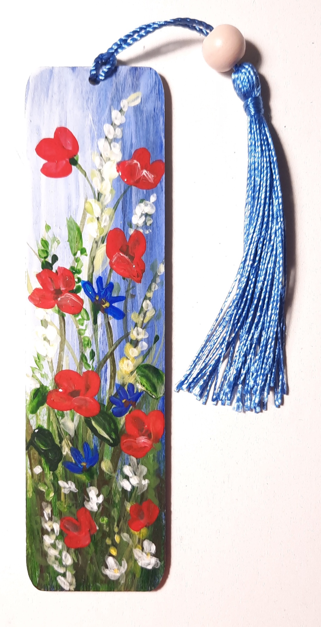 Semn de carte pictat manual - Camp cu flori - cărți și creații cu tematică muzicală, cadouri - semn de carte - Artynos.ro