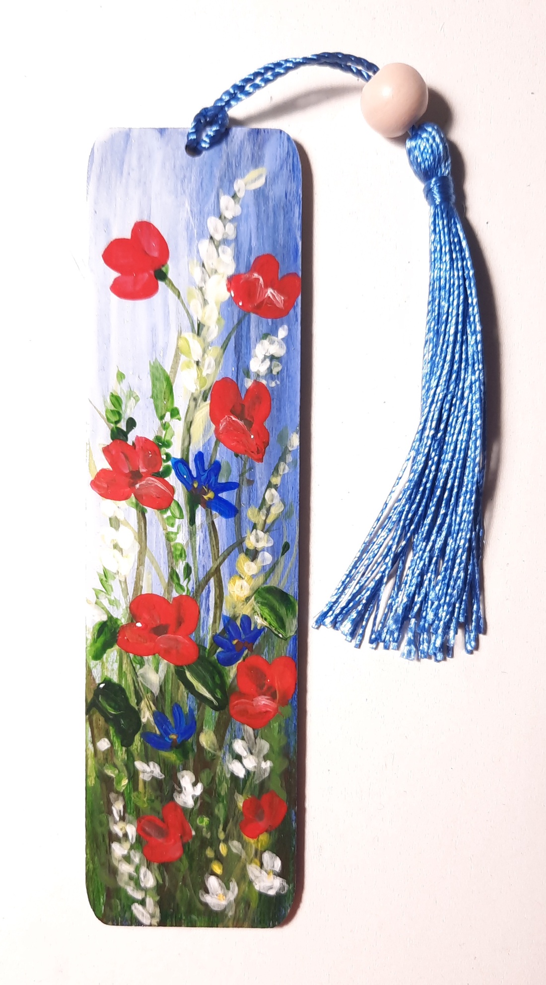 Semn de carte pictat manual - Camp cu flori - cărți și creații cu tematică muzicală, cadouri - semn de carte - Artynos.ro