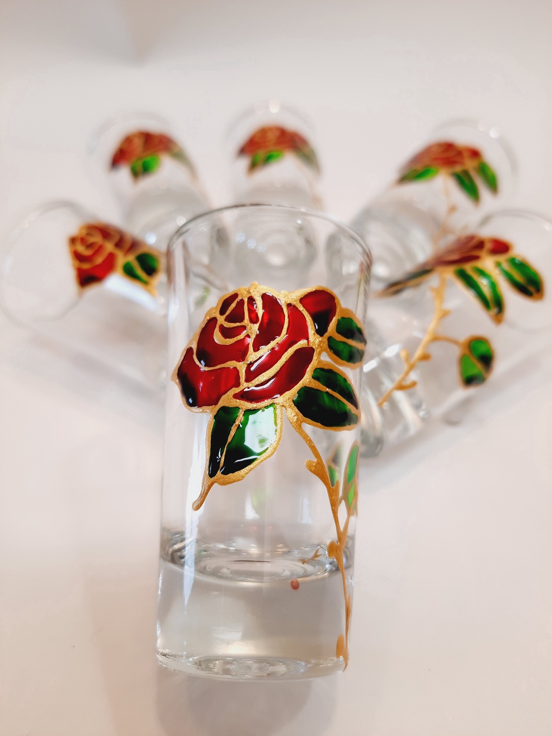 Pahare de tequila, pictate manual - arte vizuale și accesorii  - picturi - pictură pe sticlă - Artynos.ro