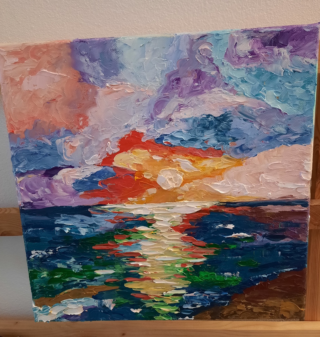 Tablou pictat manual:  Apus de soare - casă & stil de viață - decorațiuni de casă - picturi murale - tablouri/picturi pe pânză - Artynos.ro