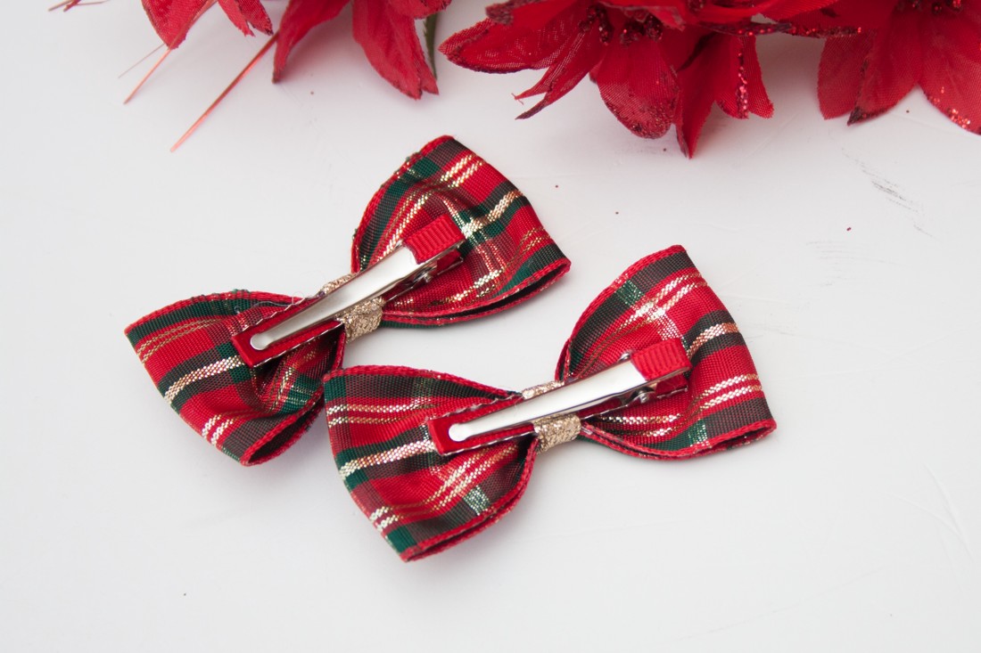 Clemă de păr de Crăciun Masnis - Red plaid -  - Artynos.ro