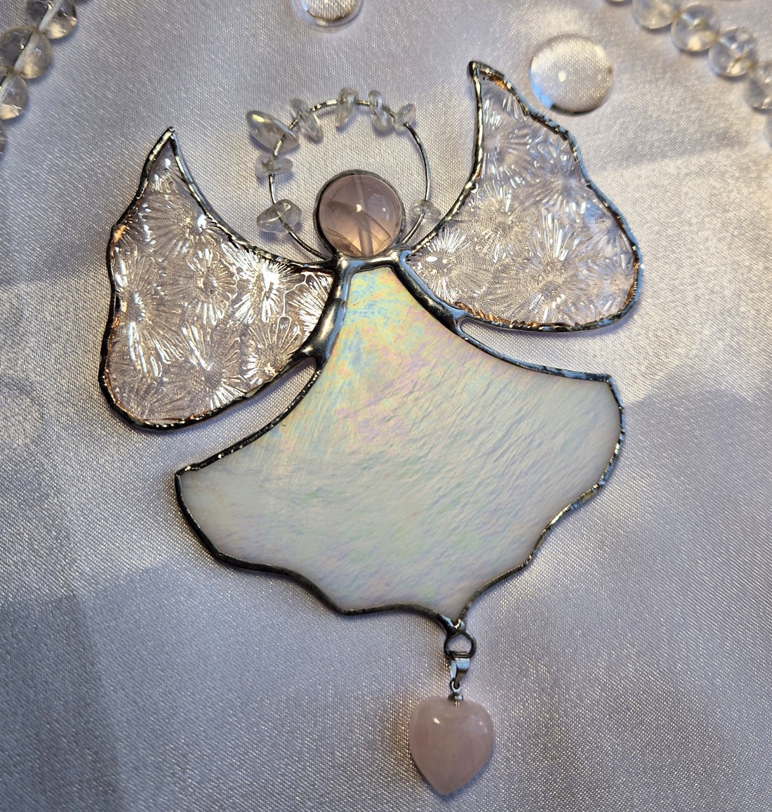 Înger de cristal în culoare opalescentă - crăciun - cadouri de moș crăciun - cadouri de moș crăciun - Artynos.ro