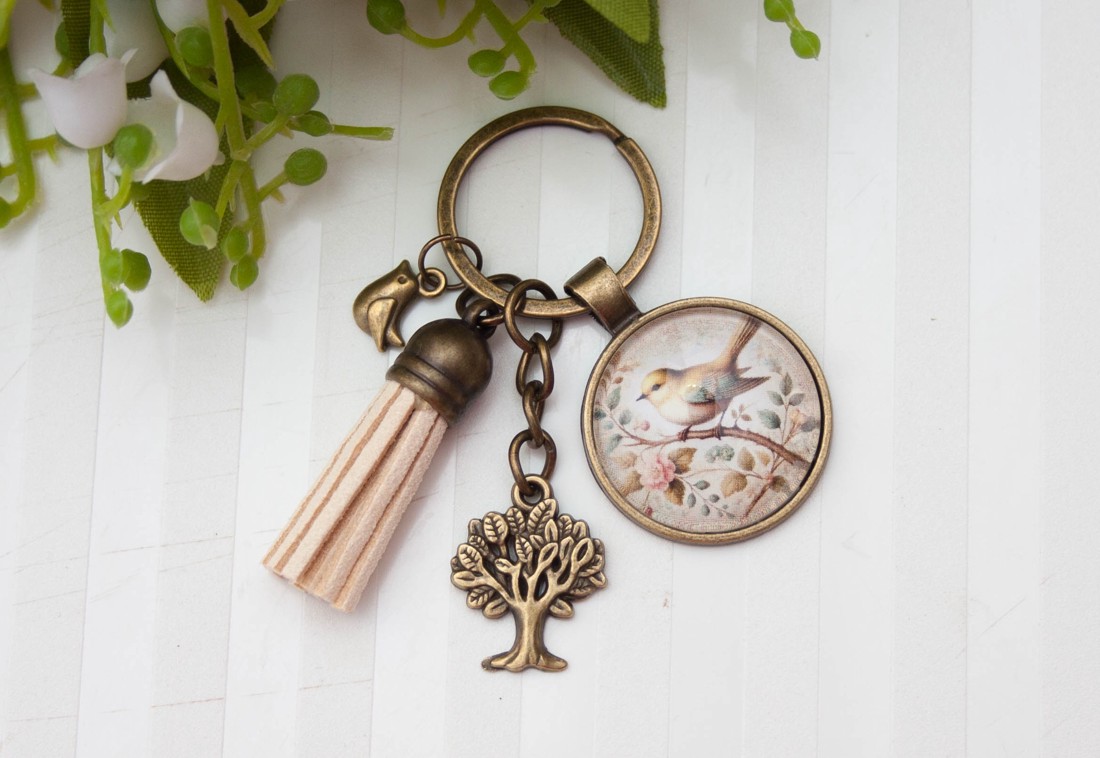 Breloc, ornament pentru geantă - Bird bronz antic - geantă și husă - accesorii genți - breloc - Artynos.ro