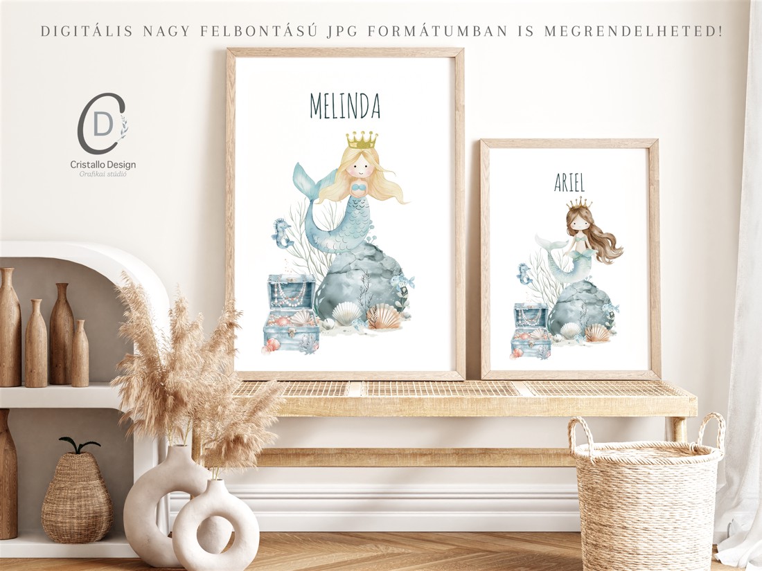 Decalcare de perete personalizată pentru camera copilului, poster de perete cu mica sirenă -  - Artynos.ro