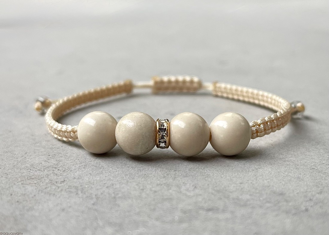 Brățară minerală macramé din marmură - bijuterii - brățări - brățări împletite - Artynos.ro