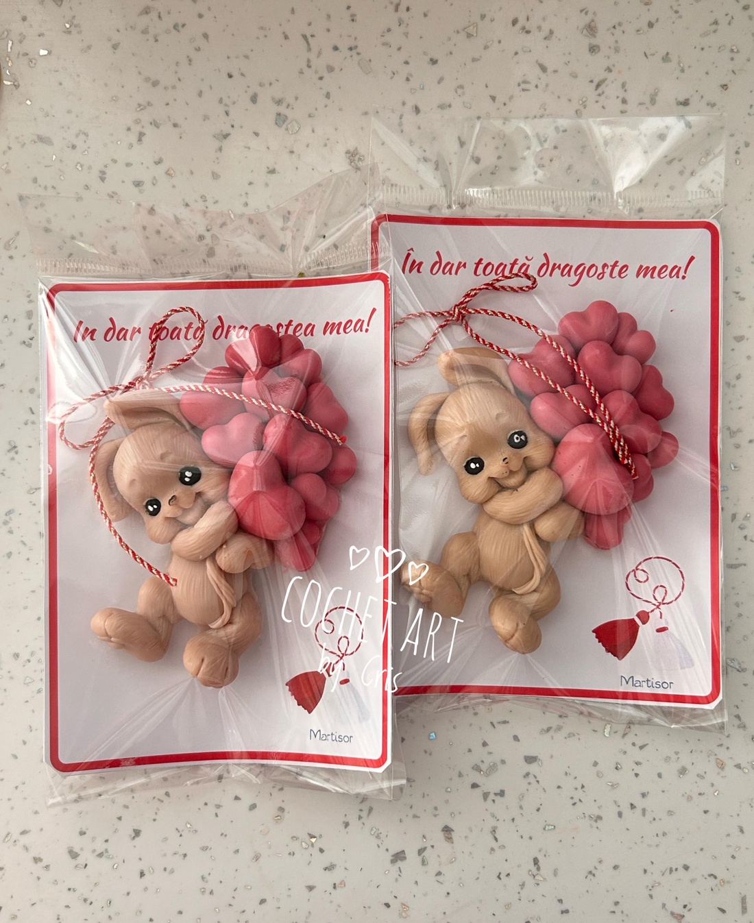 Martisor Iepuras cu inimioare din baza de sapun - igienă și înfrumusețare - săpunuri și articole de igienă - săpun artizanal - Artynos.ro