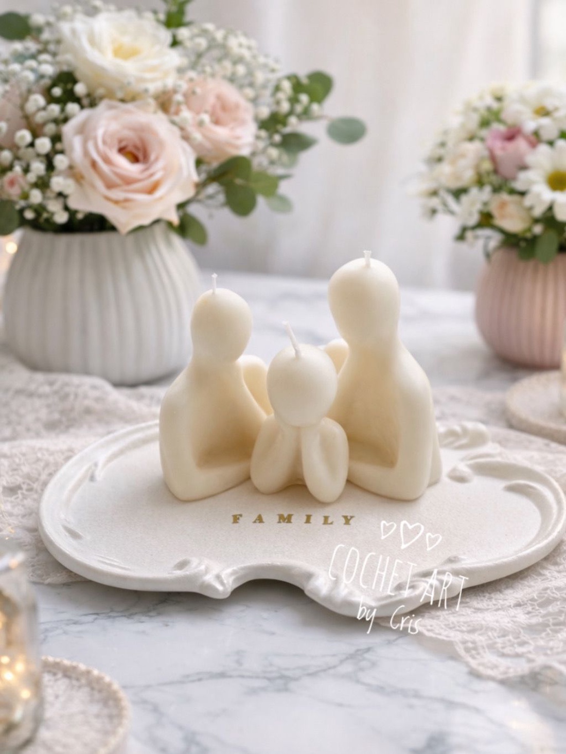 Set Family din tavita si lumanari din ceara de soia - casă & stil de viață - lumânări, parfumuri, arome - lumânări artizanale - Artynos.ro