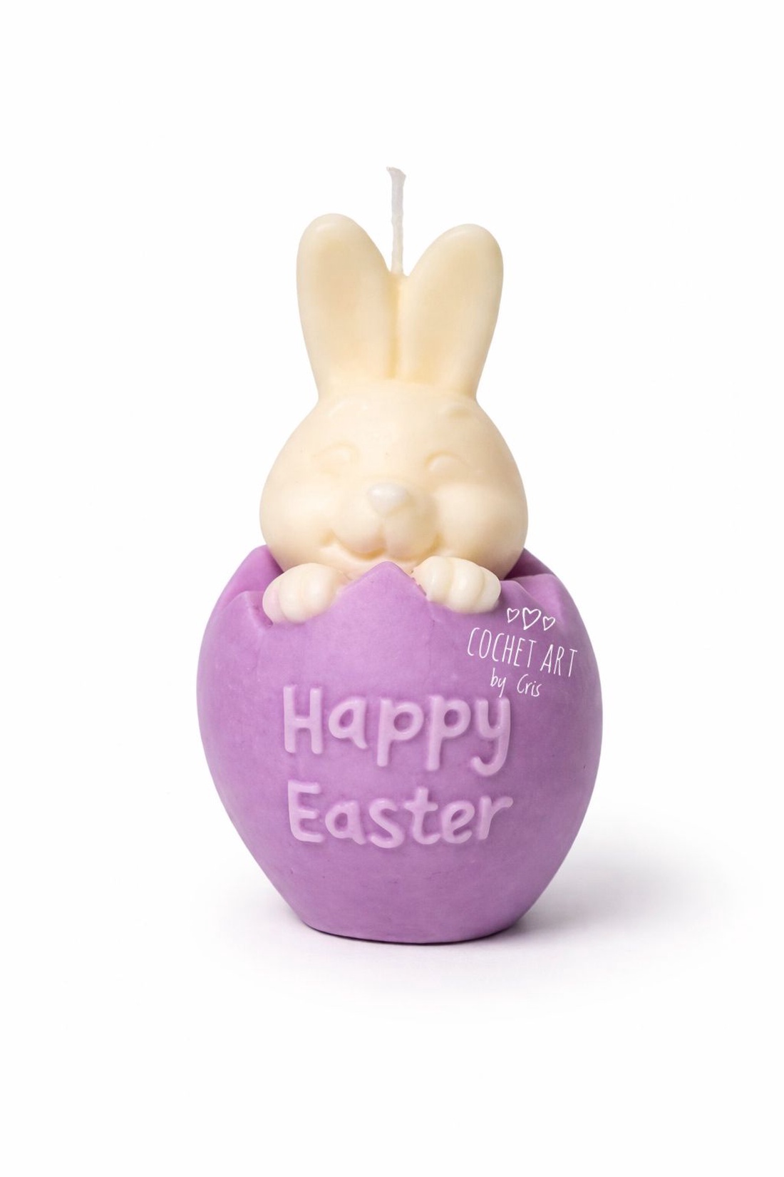 Lumanare iepuras in ou din ceara de soia - decor de sărbători - decorațiuni de paște - alte creații de paște - Artynos.ro