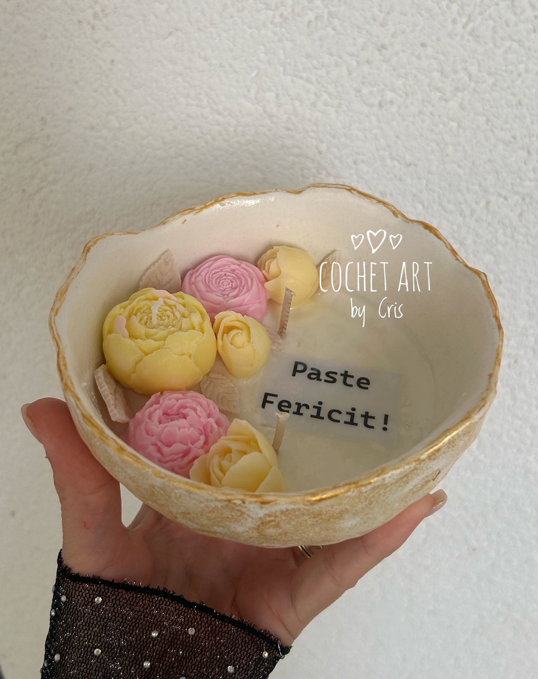 Lumanare Paste Fericit - decor de sărbători - decorațiuni de paște - decor masă de paște - Artynos.ro